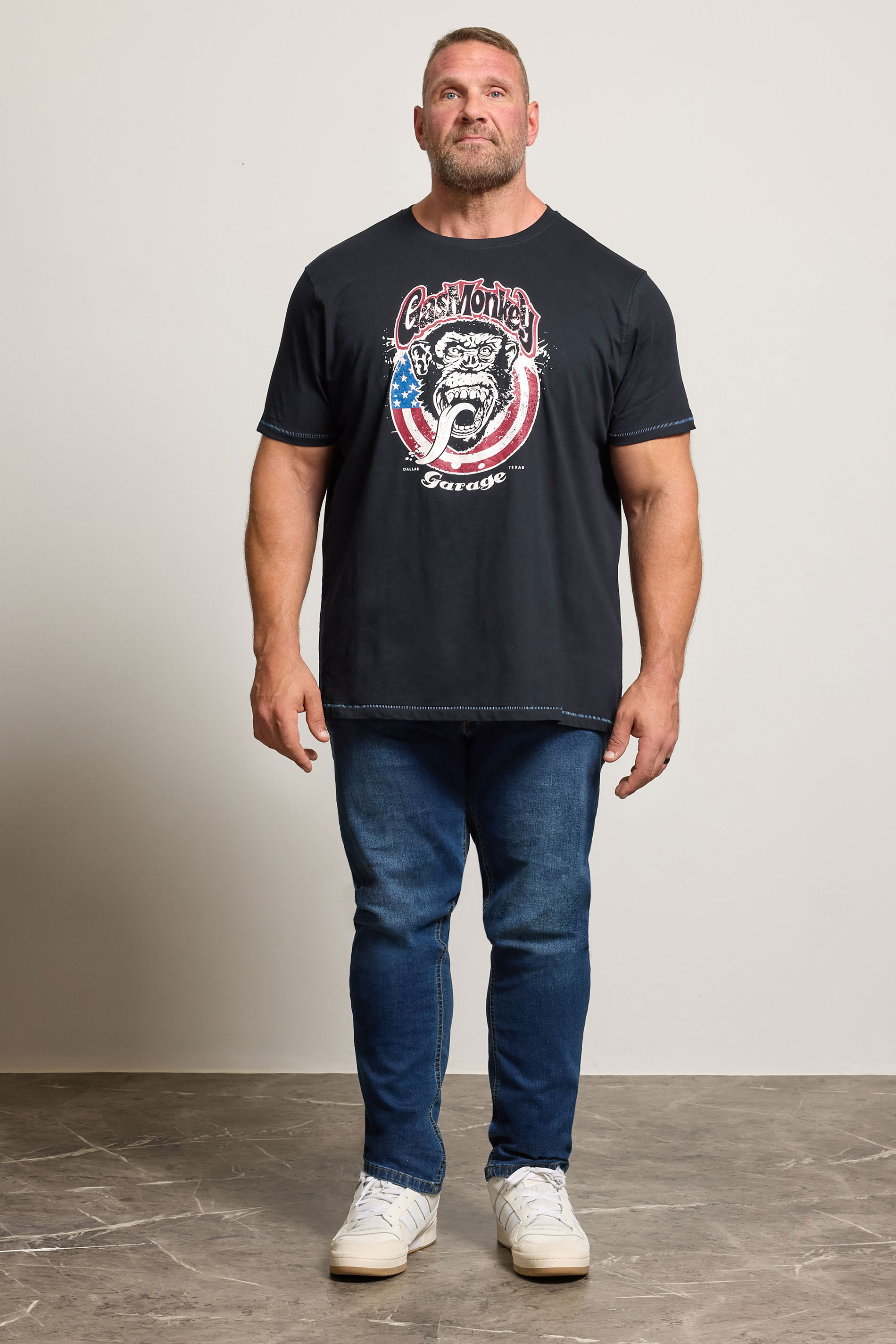 D555 Big & Tall Navy Blue Gas Monkey Graphic Print T-Shirt | BadRhino 2
