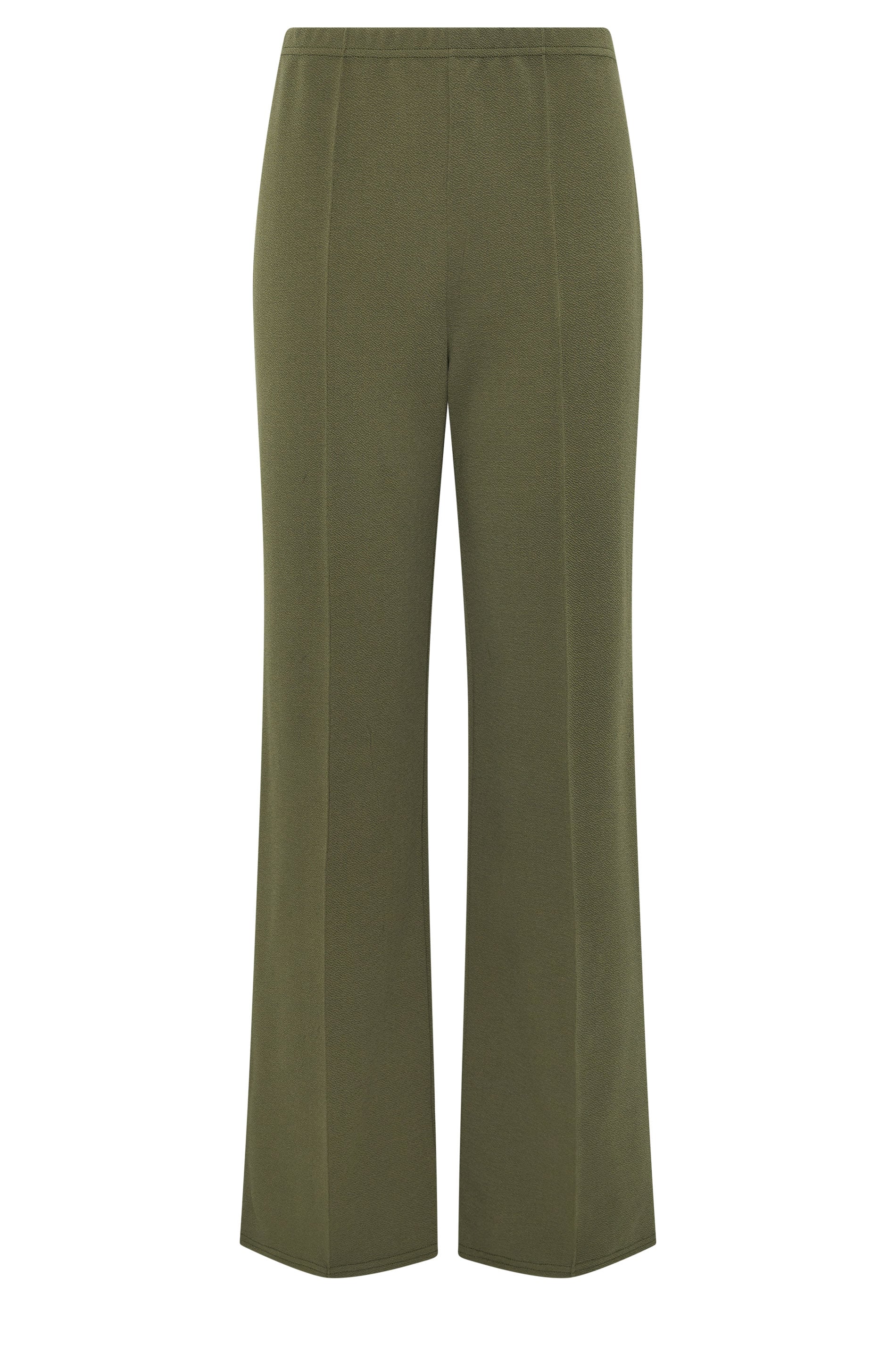 LTS Tall Women's Khaki Green Textured Pleated Wide Leg Trousers | Long Tall Sally 5