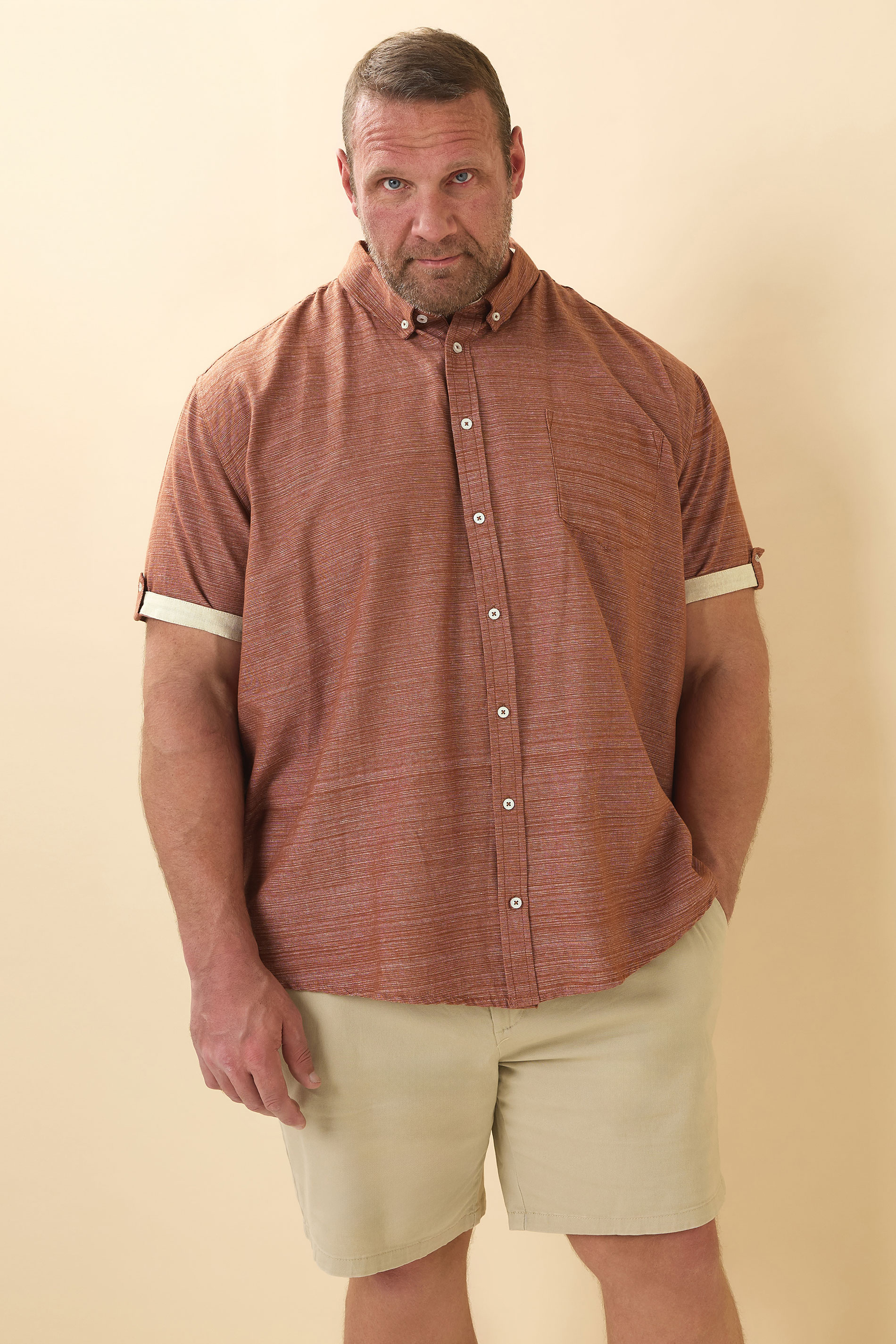 BadRhino Big & Tall Rust Orange Short Sleeve Slub Shirt | BadRhino 2