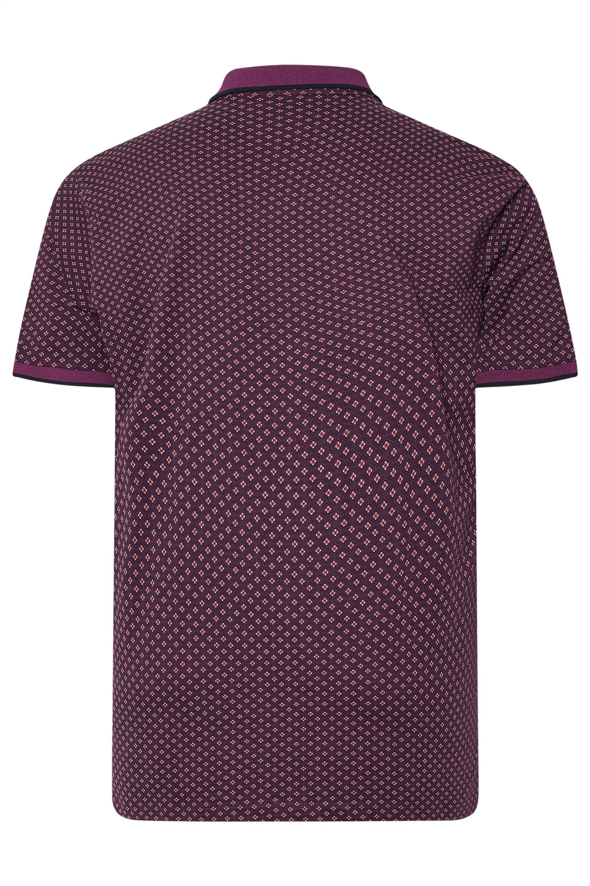 KAM Big & Tall Dark Purple Geometric Print Polo Shirt | BadRhino 4