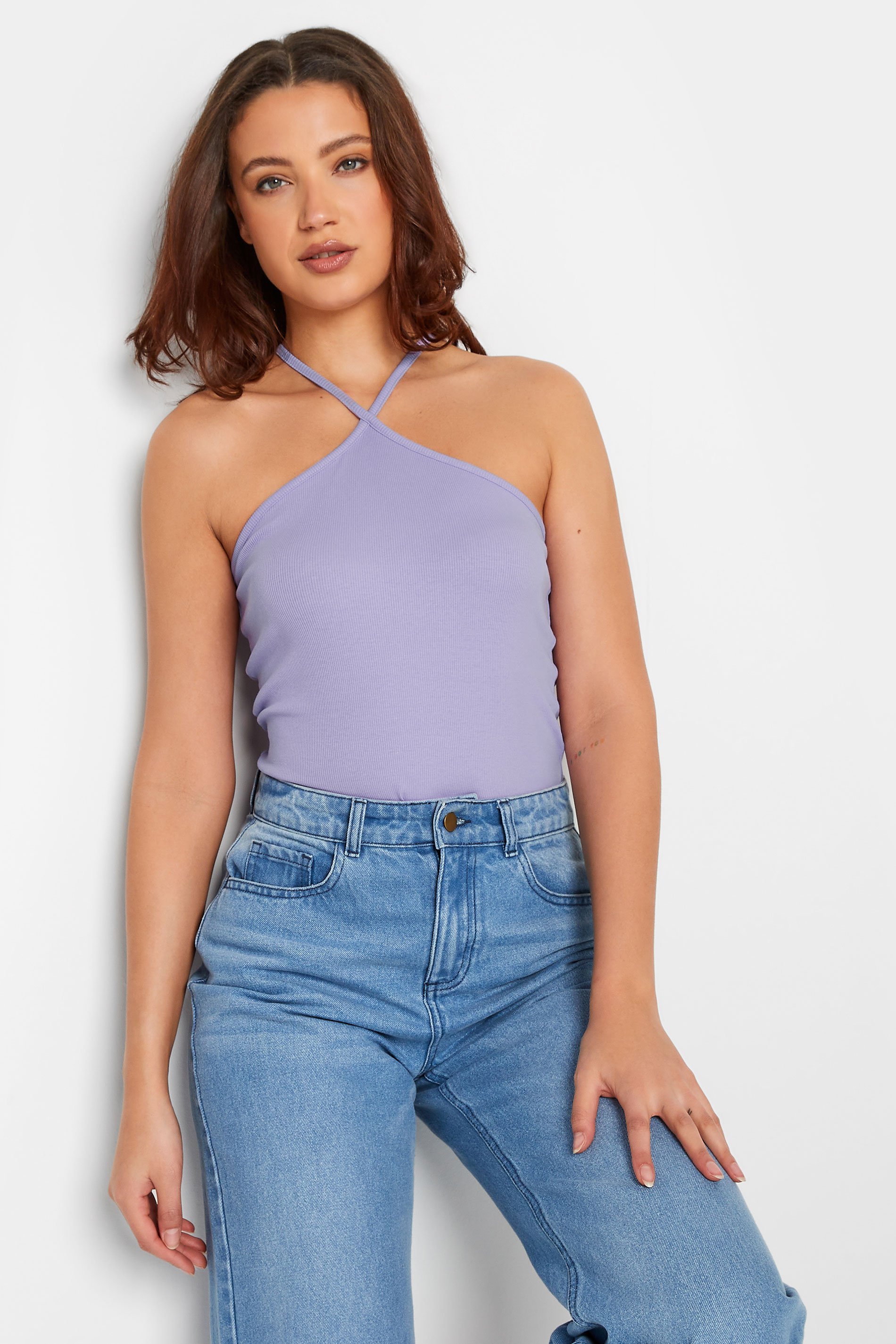 LTS Tall Women's Lilac Purple Halter Neck Vest Top | Long Tall Sally 4