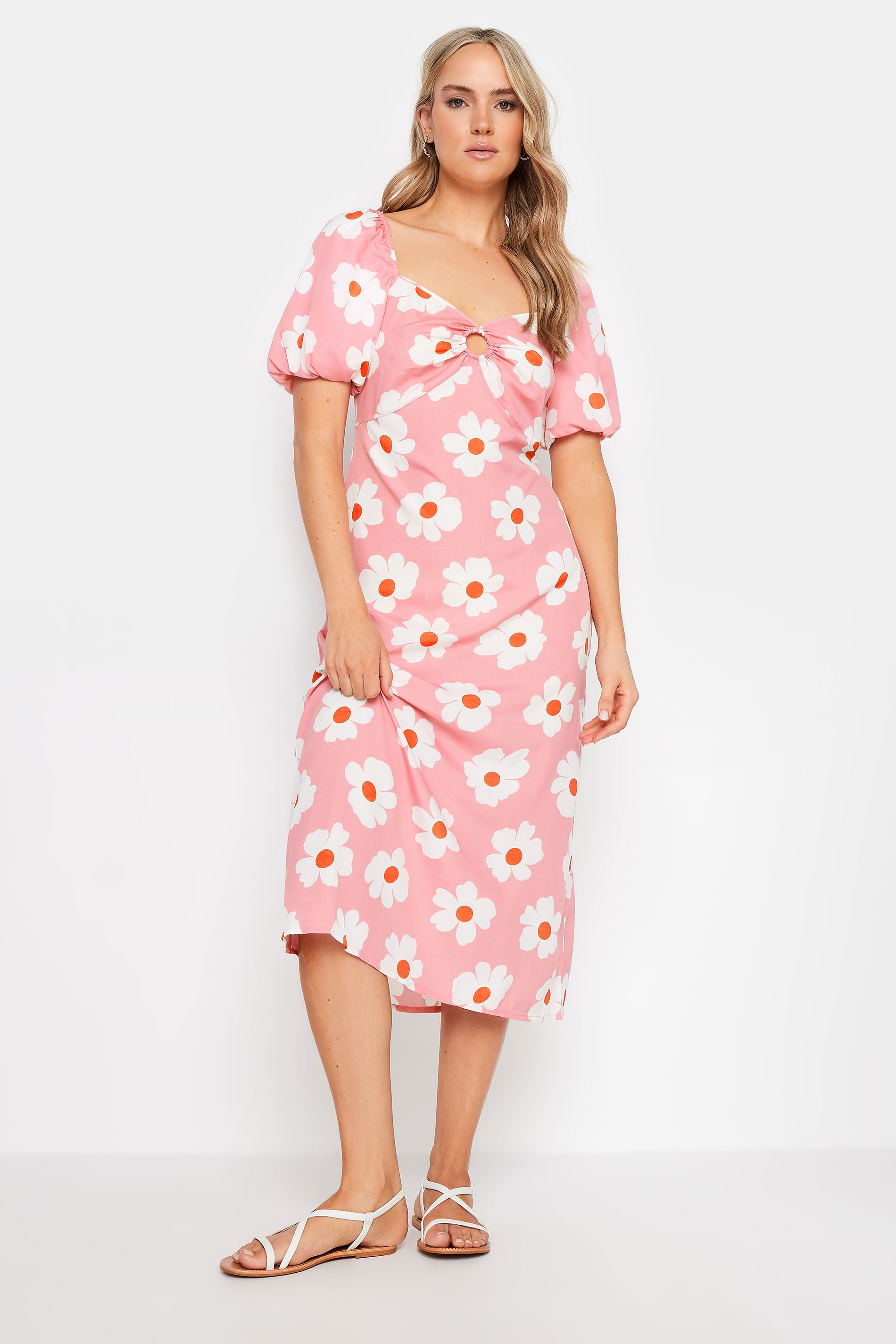 Tall Women's Pink Daisy Cut Out Midi Dress | Long Tall Sally 1