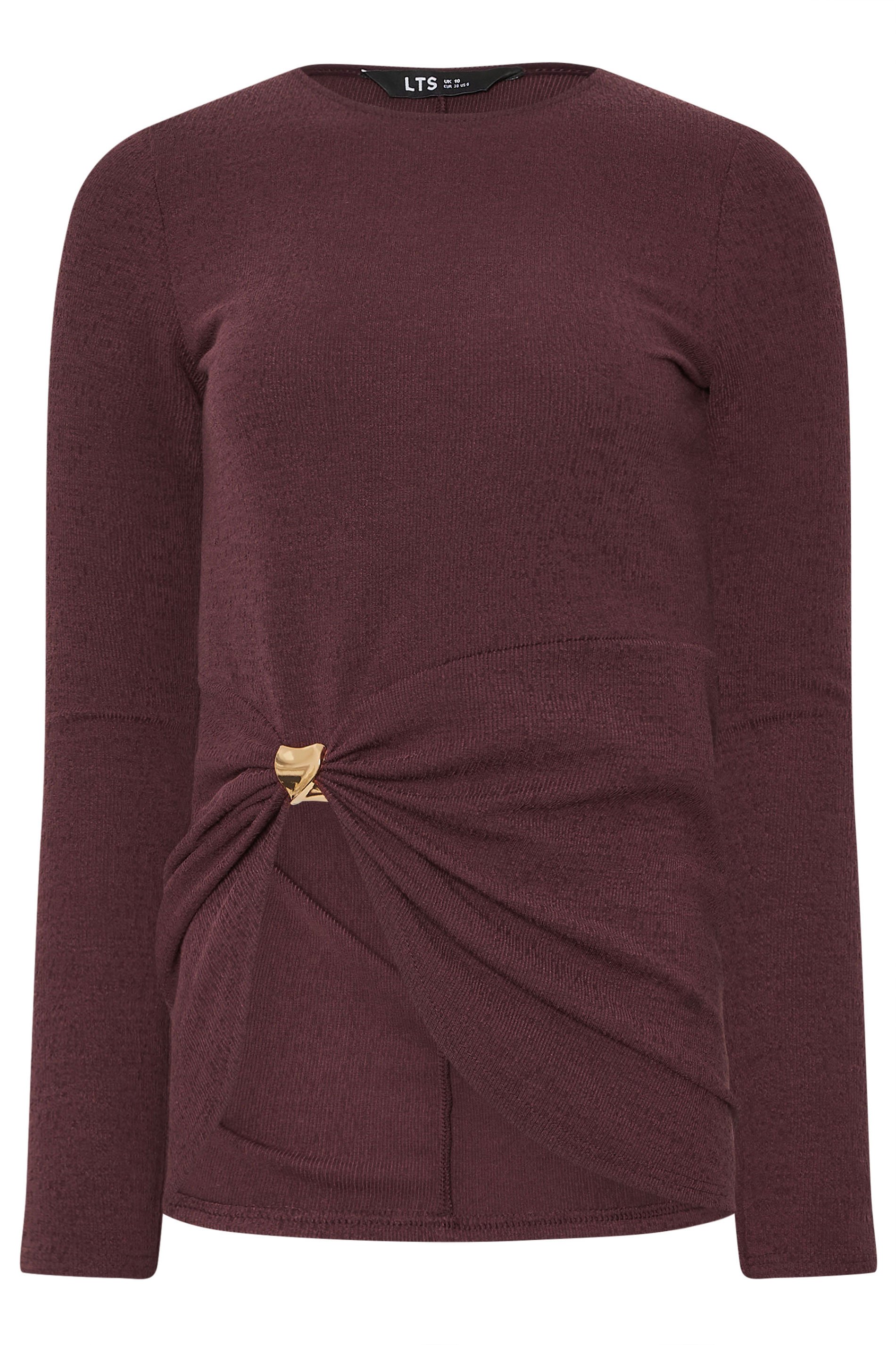 LTS Tall Women's Berry Red Metal Trim Textured Top | Long Tall Sally 1