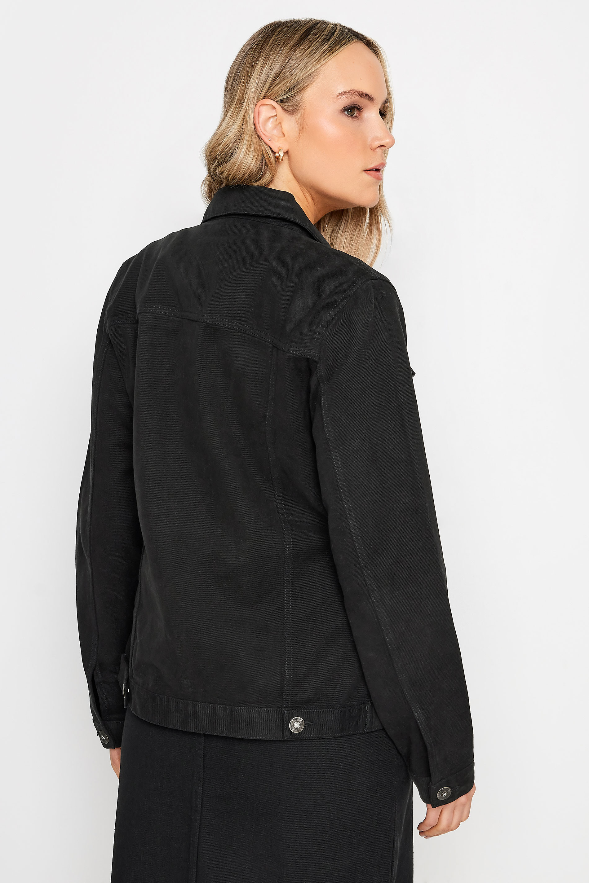 LTS Tall Womens Black Denim Button Through Jacket | Long Tall Sally 4