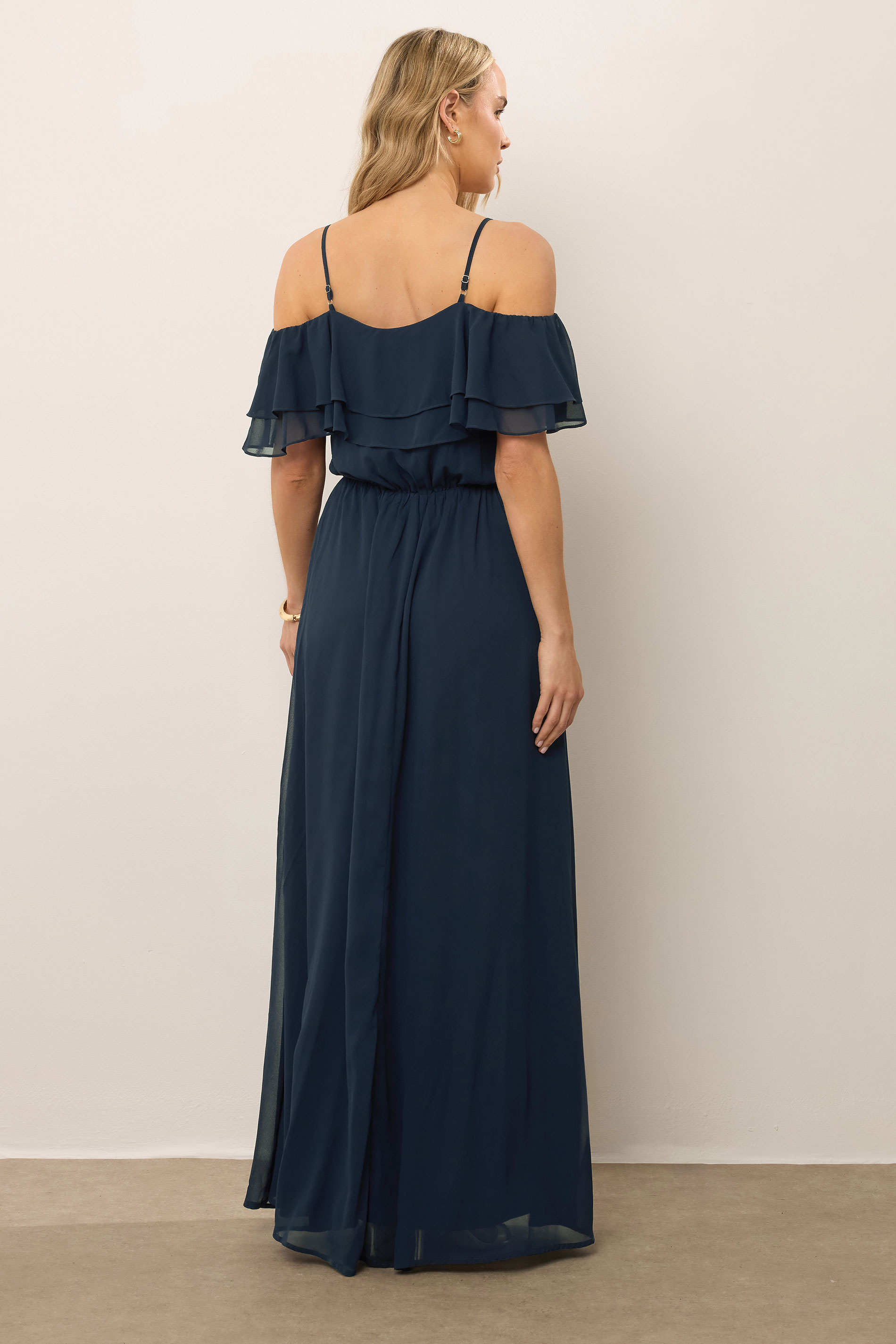 LTS Tall Women's Navy Blue Ruffle Maxi Dress | Long Tall Sally  3