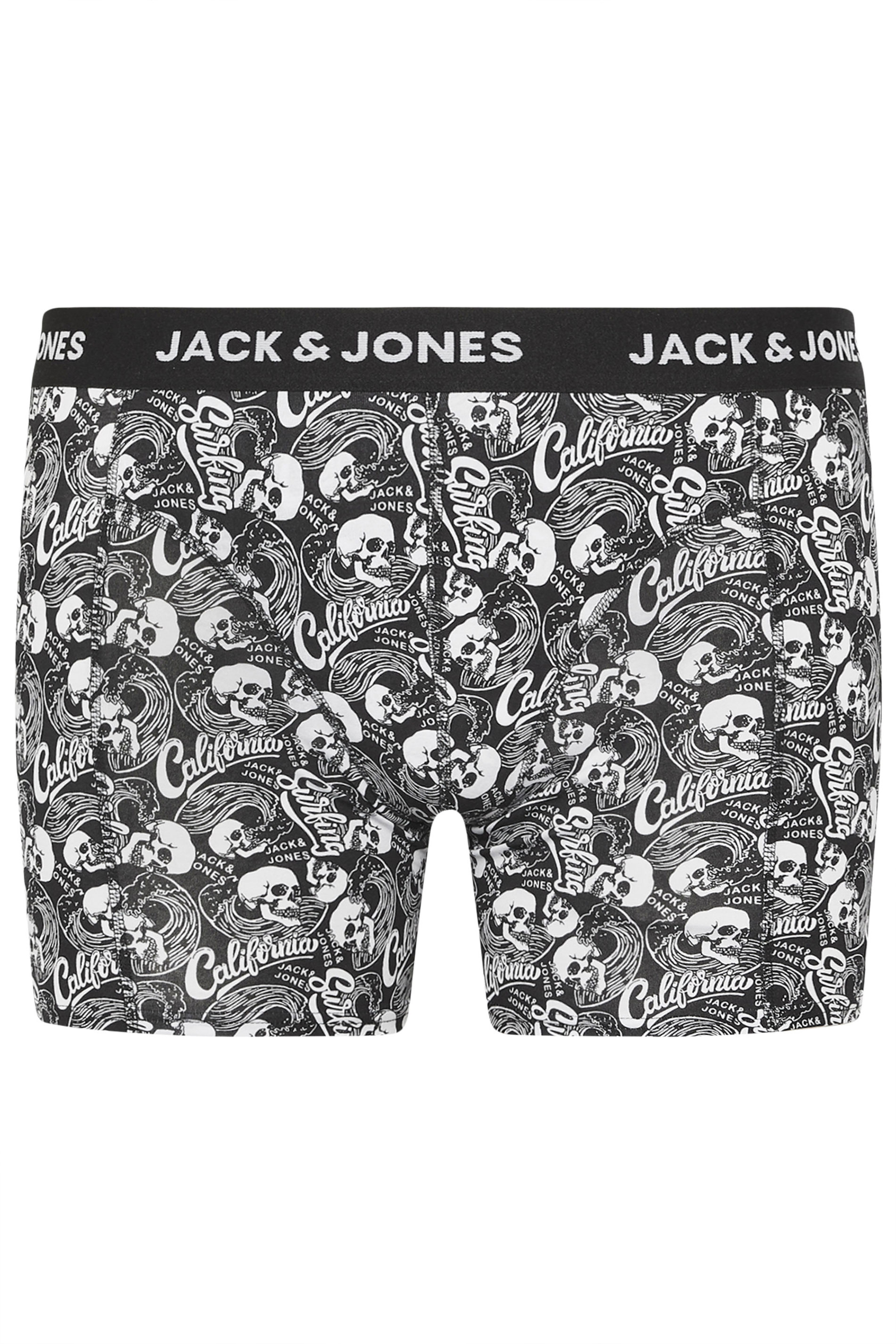 JACK & JONES Big & Tall 3 PACK Blue & Skull Print Boxers | BadRhino 9