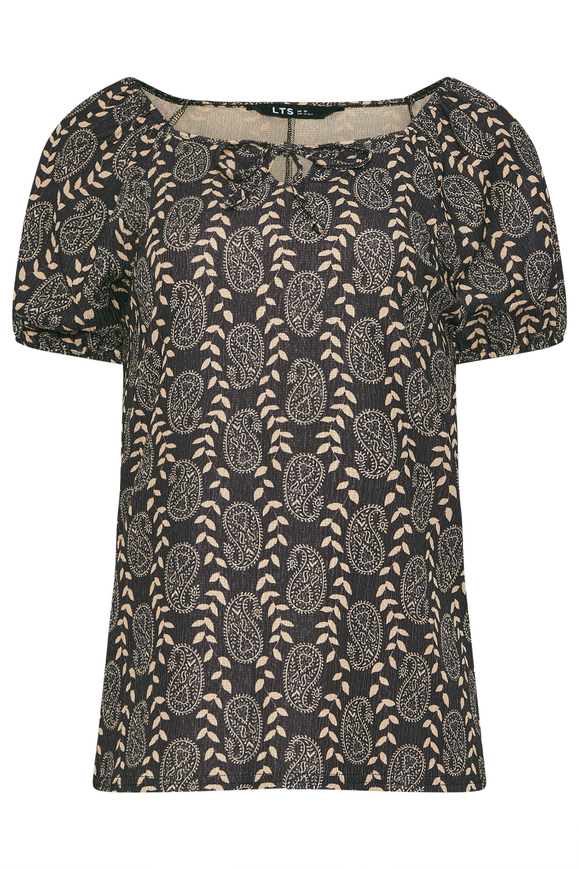 LTS Tall Black Geometric Tie Front Top | Long Tall Sally 6