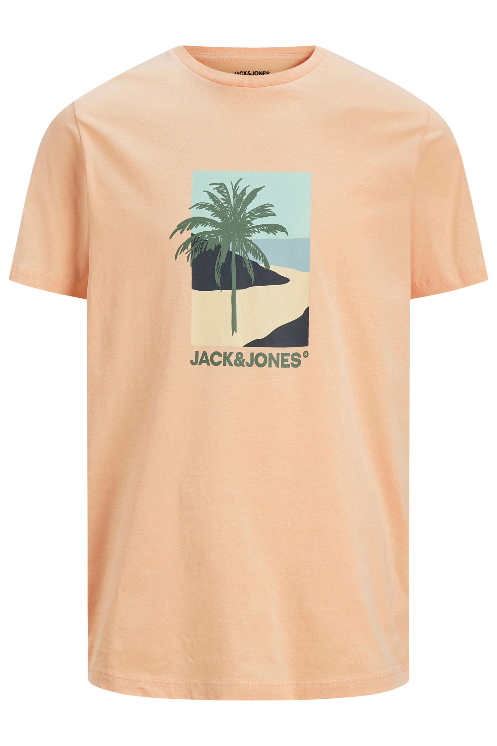 JACK & JONES Big & Tall Peach Orange Barbados Graphic T-Shirt | BadRhino 3