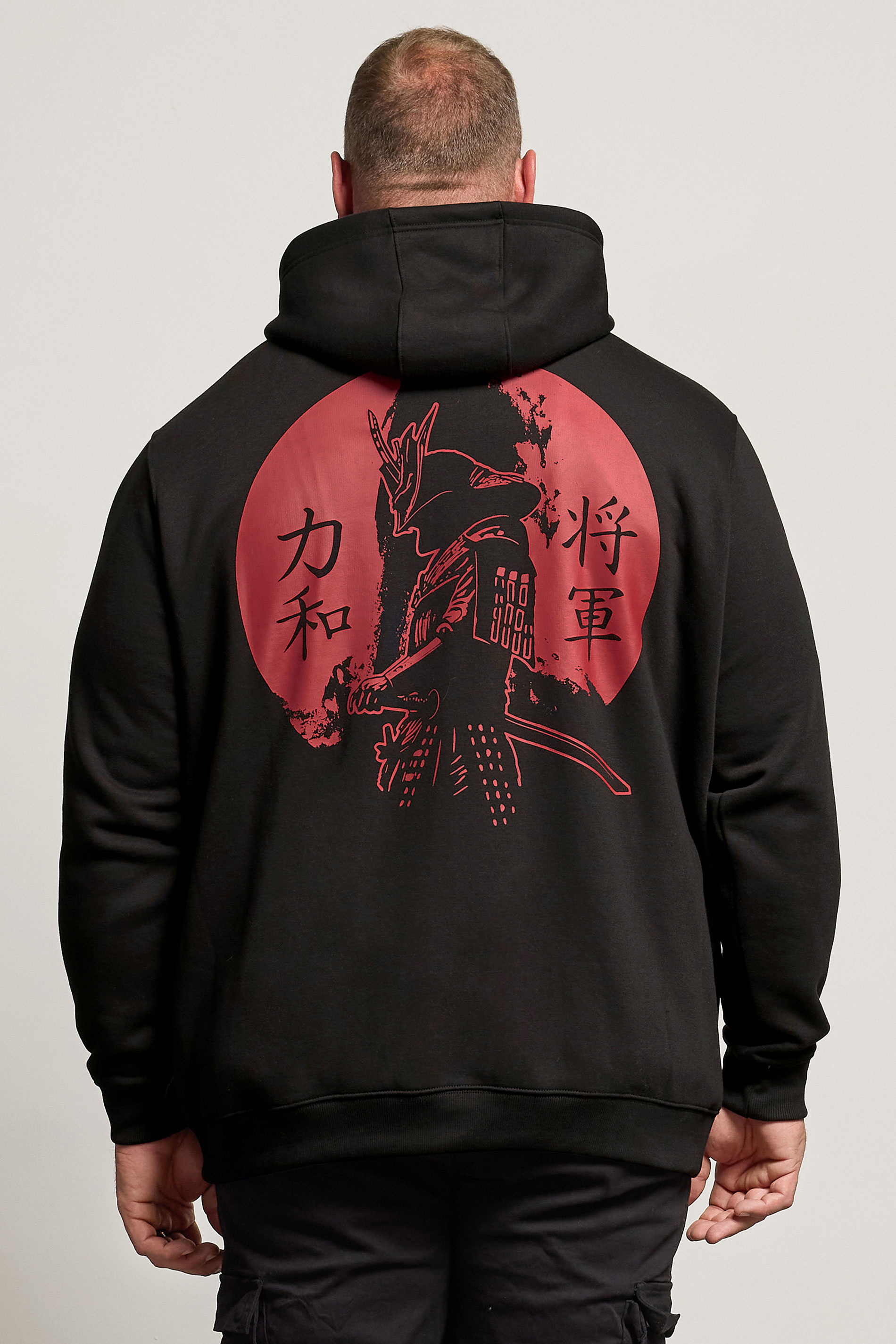 BadRhino Big & Tall Black Japanese 'Samurai' Zip Through Hoodie | BadRhino 3