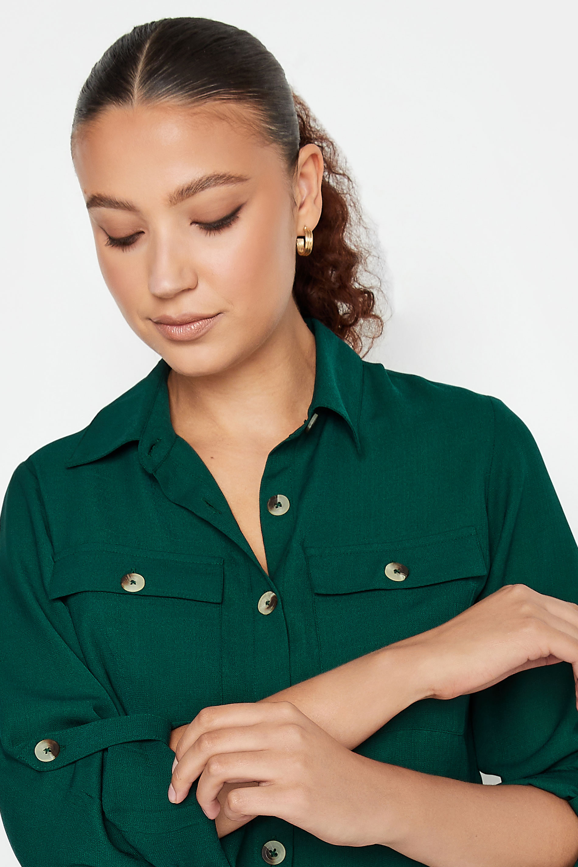 LTS Tall Green Long Sleeve Utility Shirt | Long Tall Sally 4