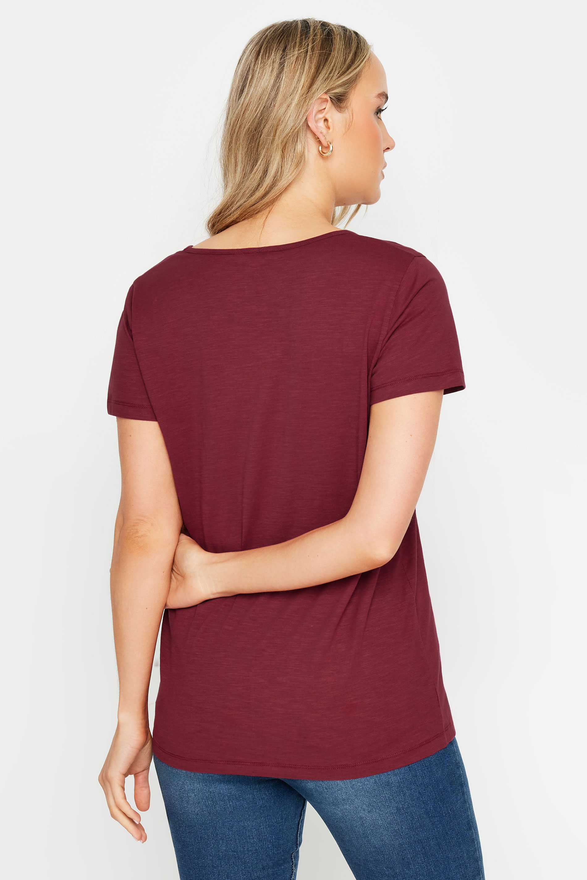 LTS Tall Burgundy Red V-Neck T-Shirt | Long Tall Sally