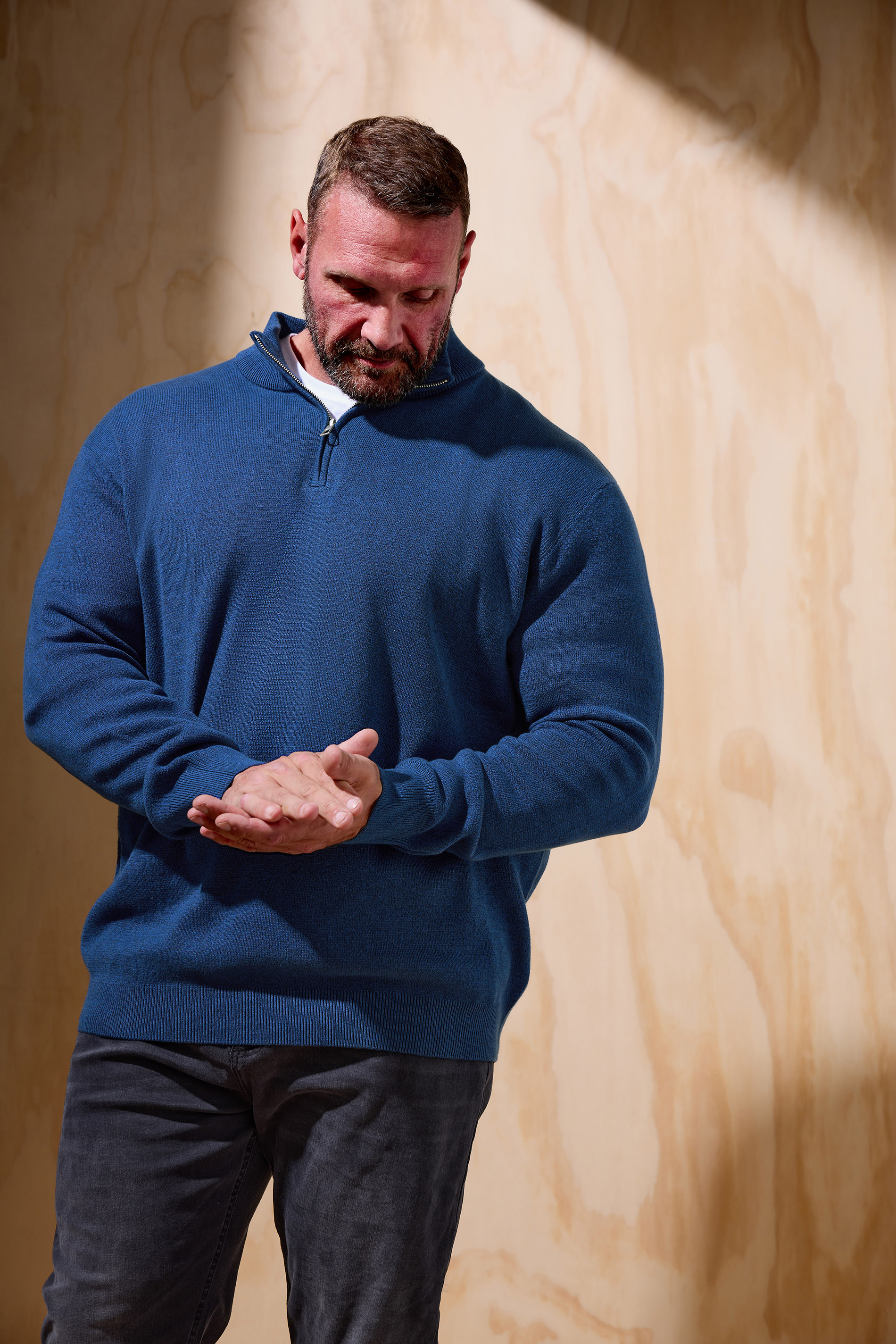 BadRhino Big & Tall Blue Milano Quarter Zip Jumper | BadRhino 1