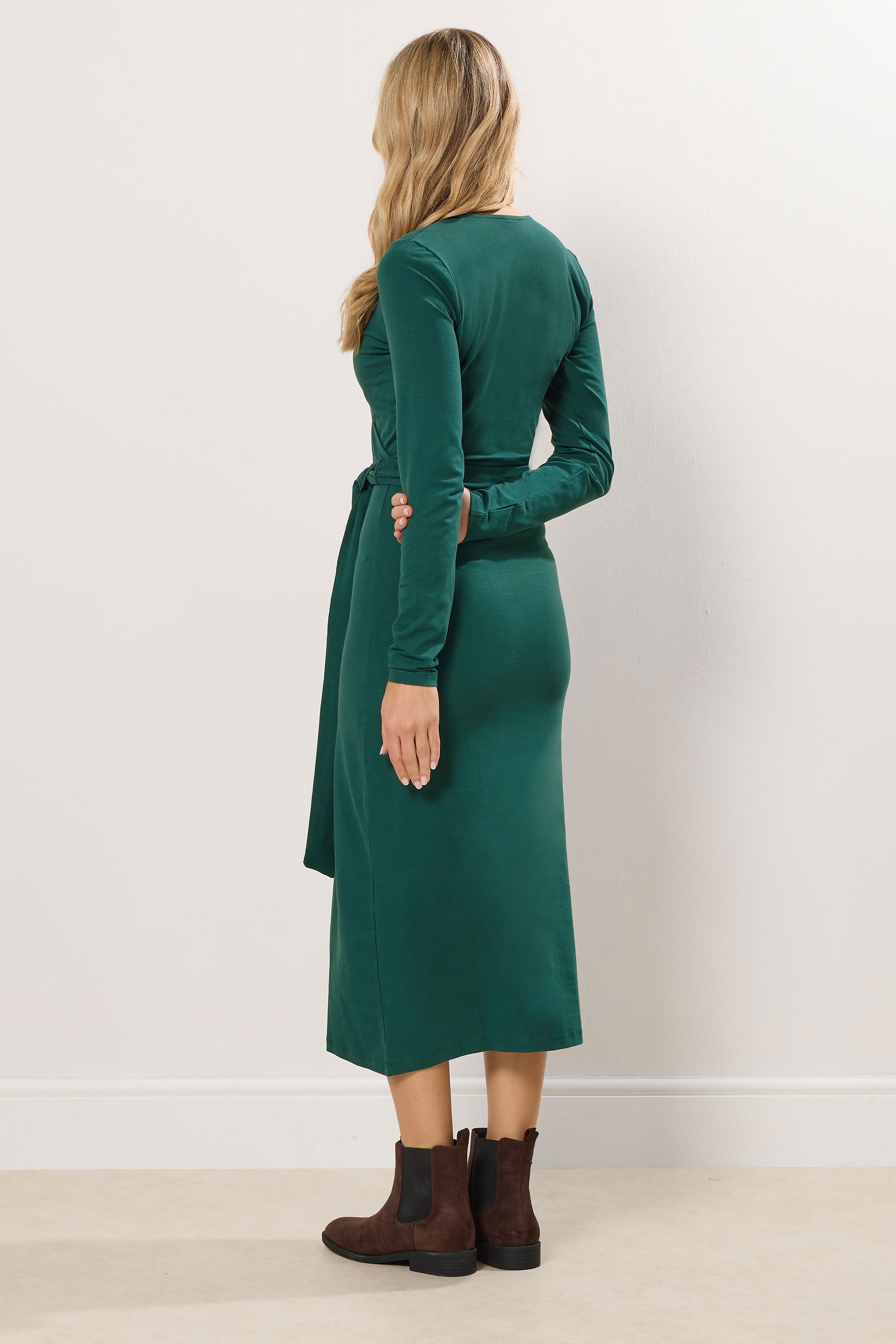 LTS Tall Dark Green Wrap Midi Dress | Long Tall Sally 3