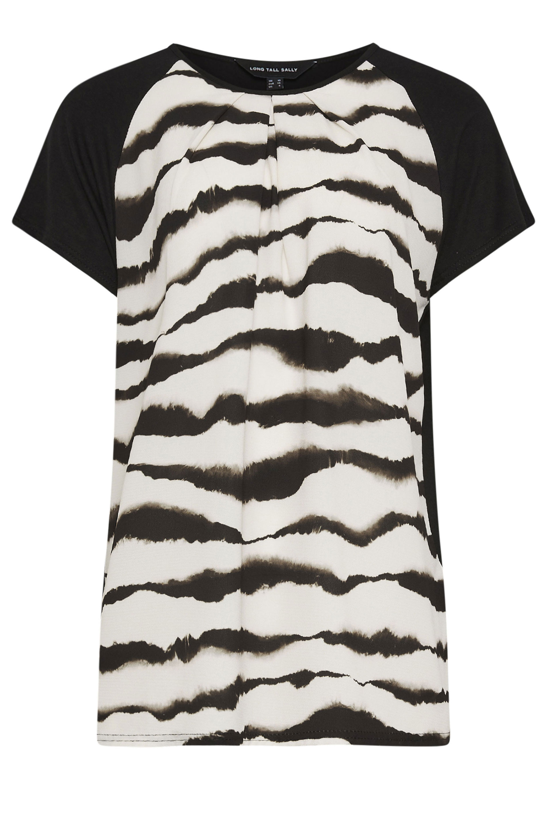 LTS Tall Womens Black Blurred Abstract Print Front T-Shirt