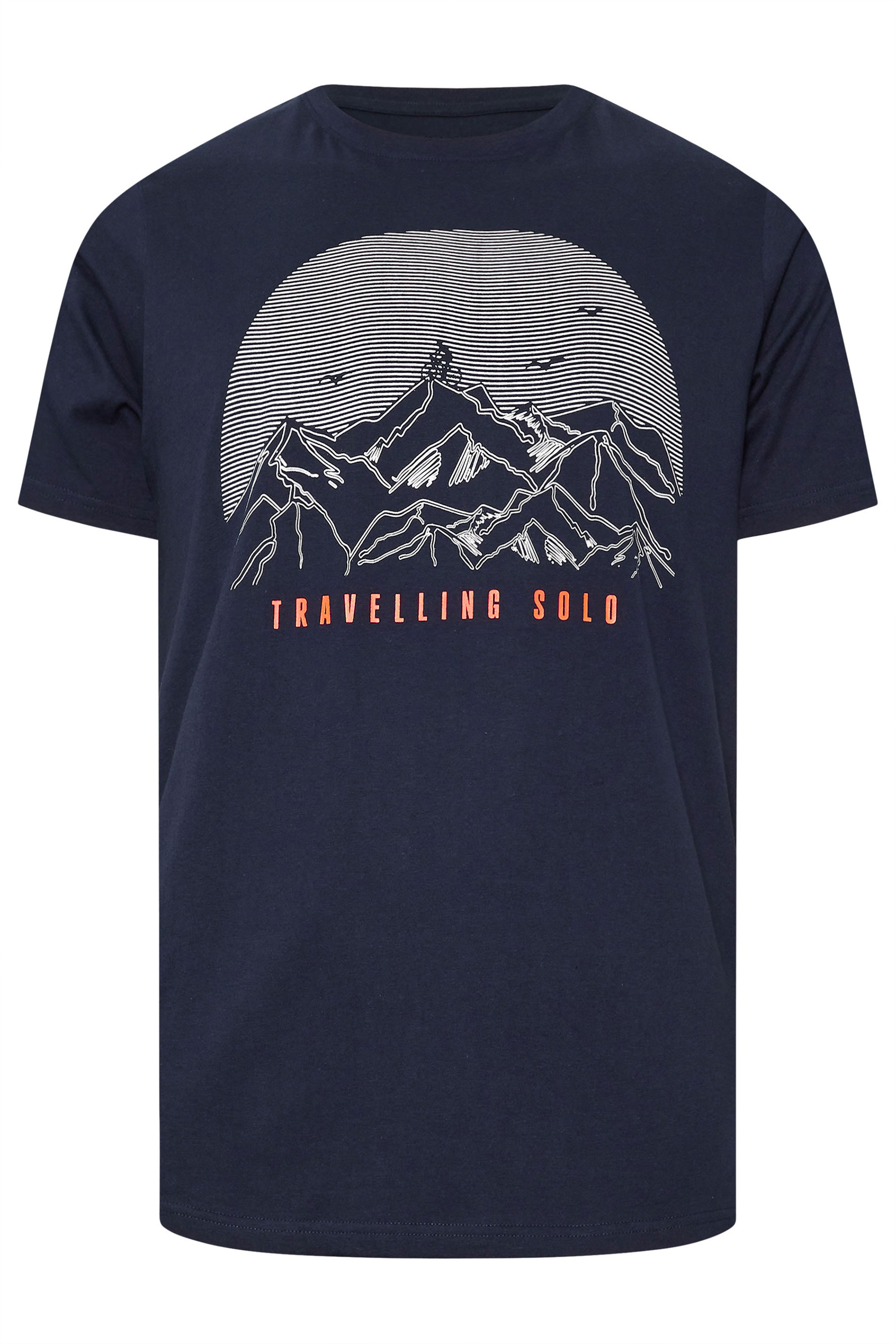 BadRhino Big & Tall Navy Blue 'Travelling Solo' Print T-Shirt 3