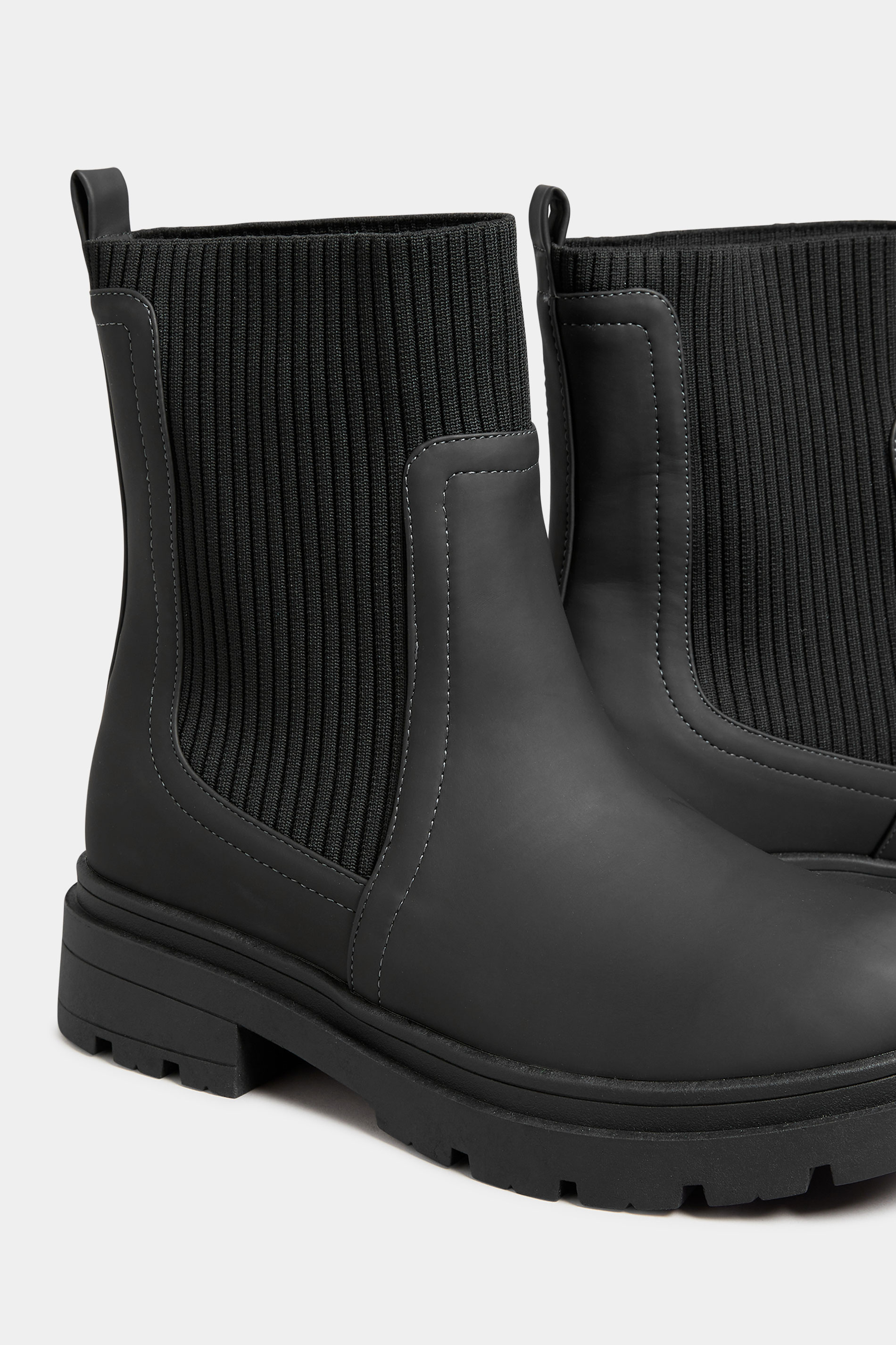 Yours Plus Size Black Sock Chelsea Boots In Wide E Fit & Extra Wide EEE Fit | Yours Clothing 5