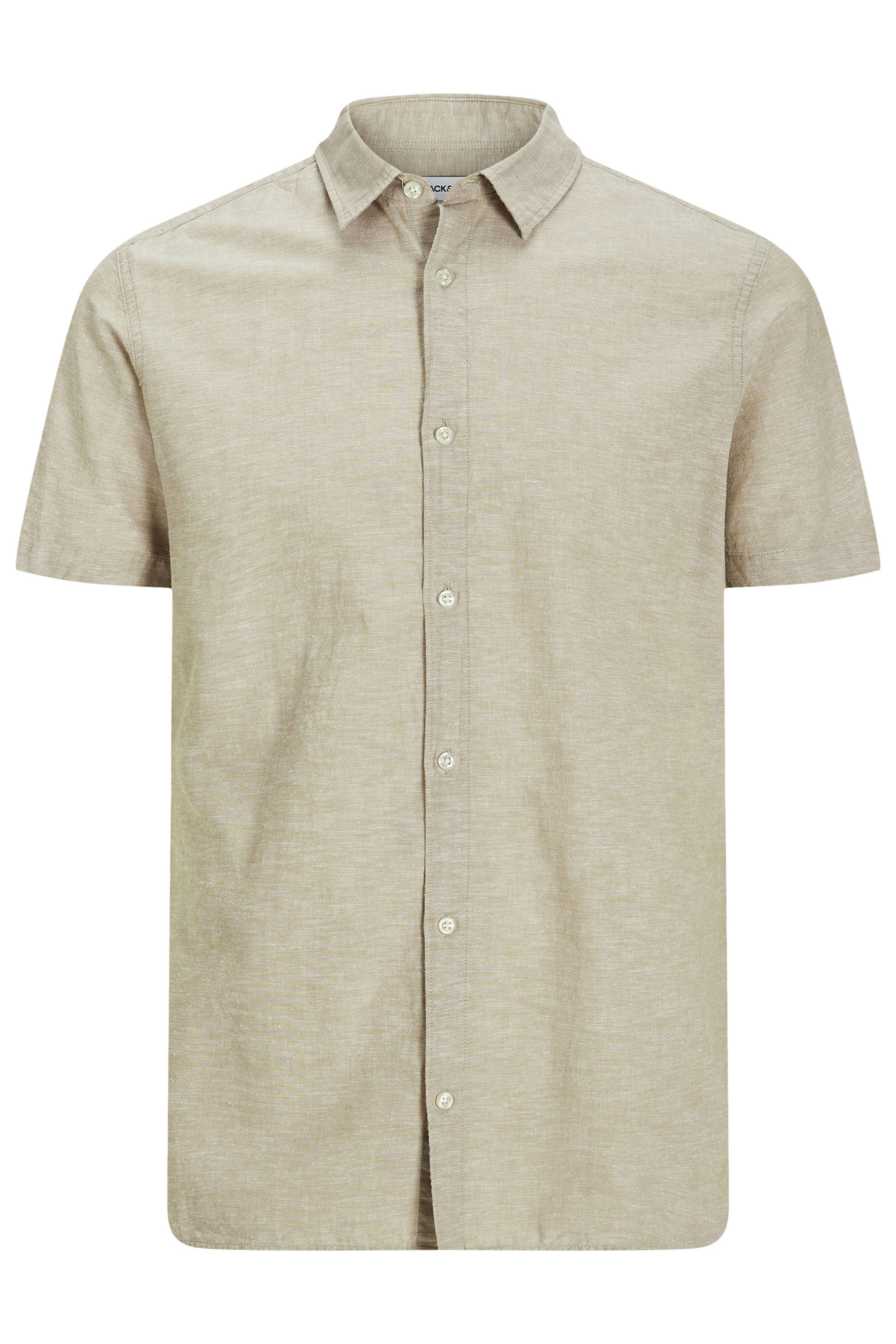 JACK & JONES Big & Tall Beige Brown Short Sleeve Shirt | BadRhino 2