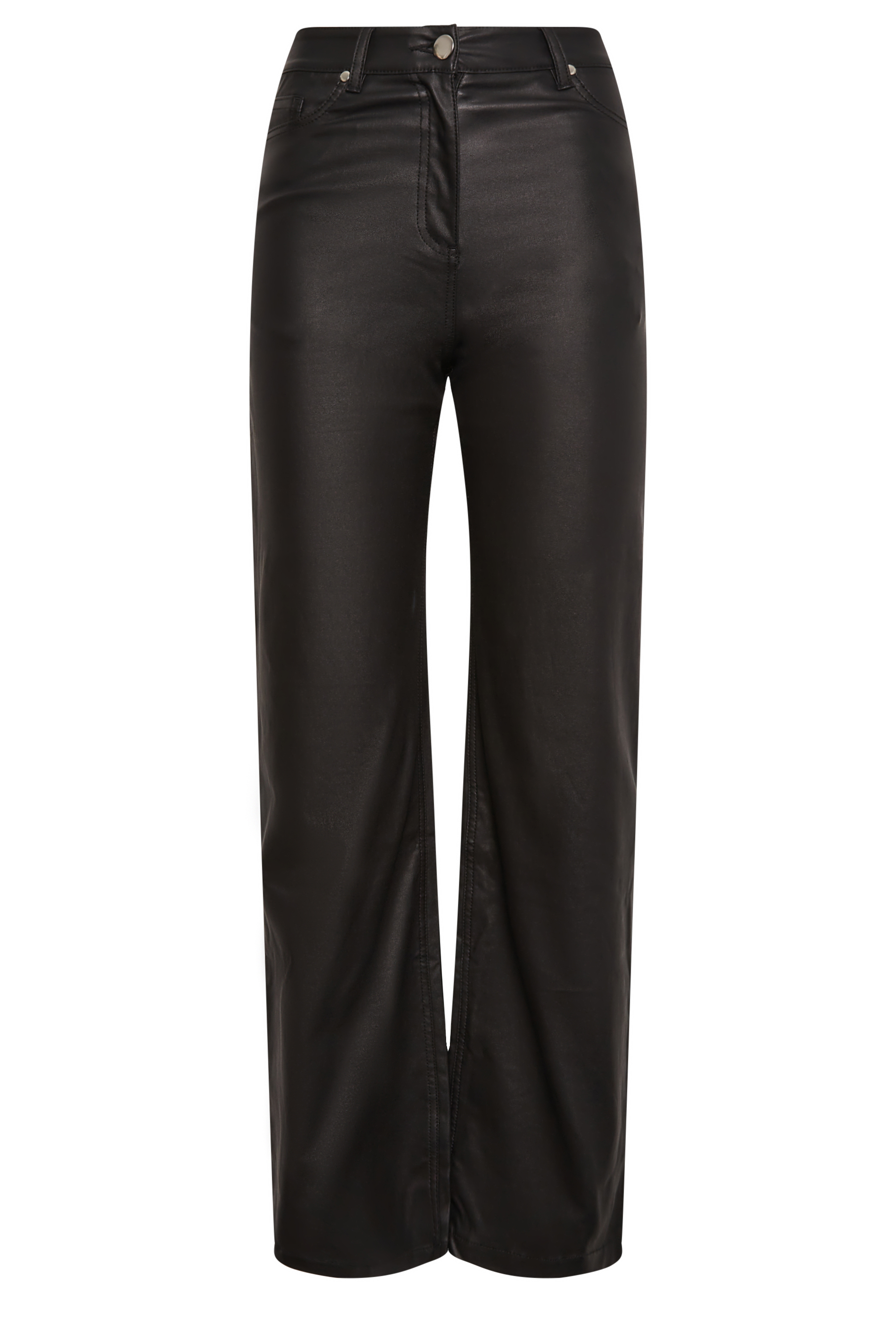 LTS Tall Black Faux Leather Wide Leg Trousers | Long Tall Sally