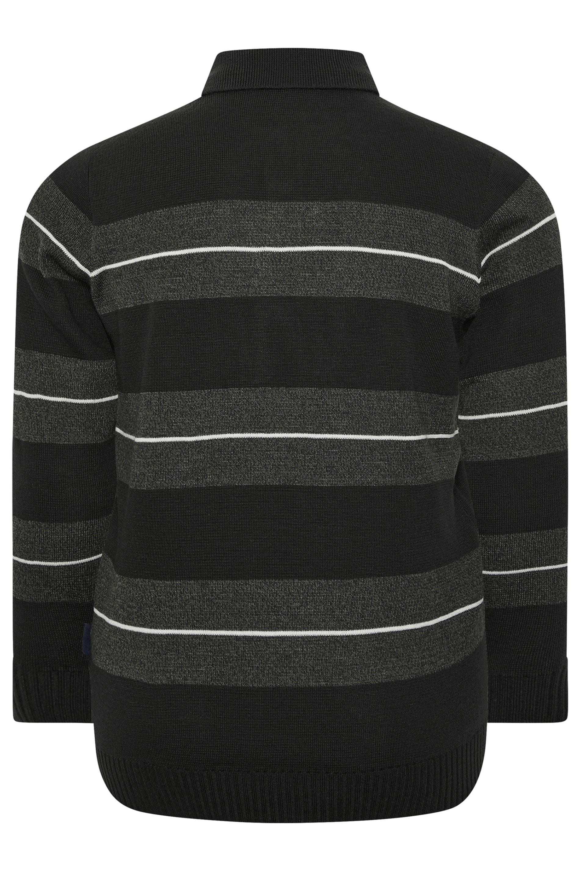 BadRhino Big & Tall Black Stripe Collared Knitted Jumper | BadRhino 6