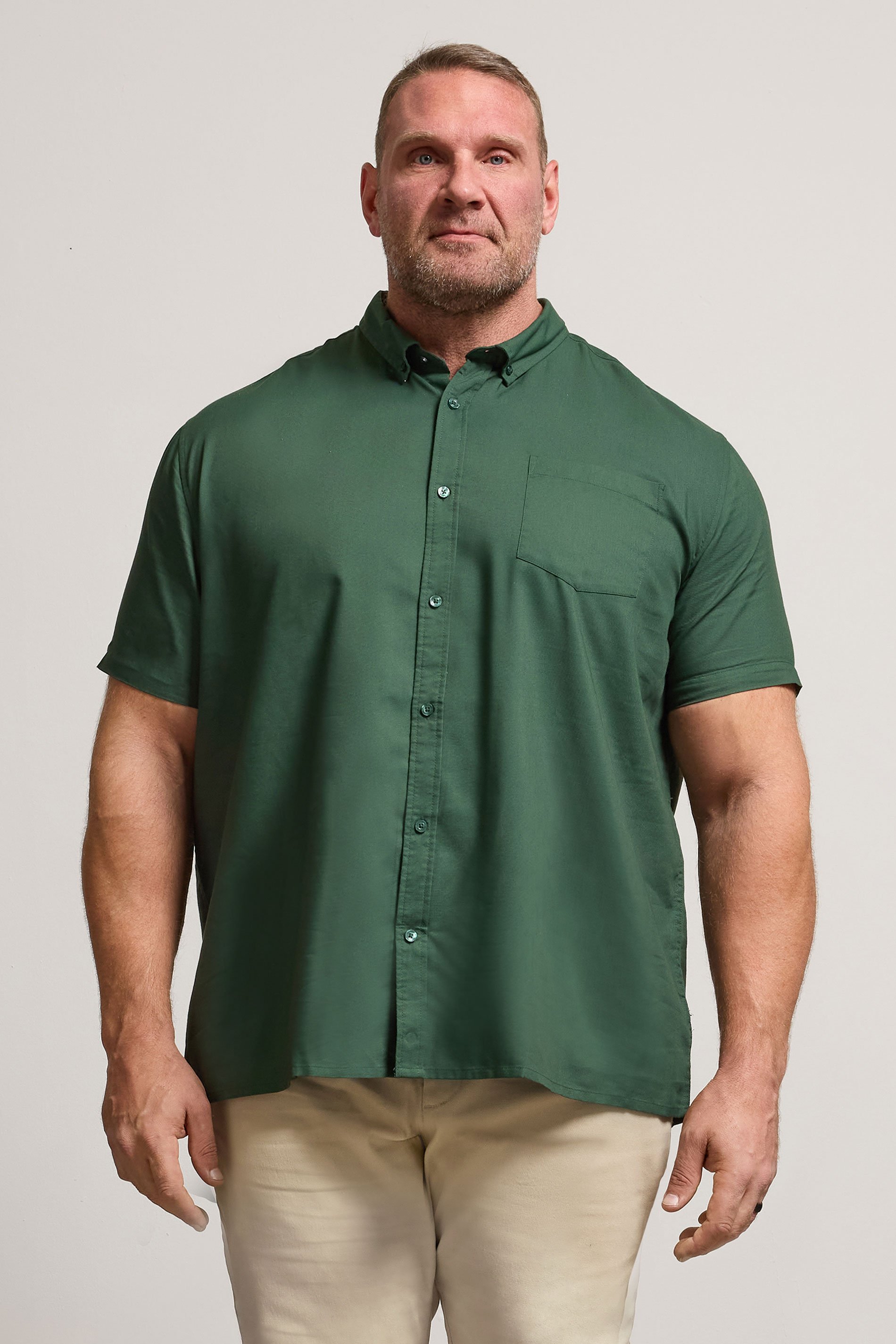 BadRhino Big & Tall Dark Green Short Sleeve Oxford Shirt | BadRhino 1