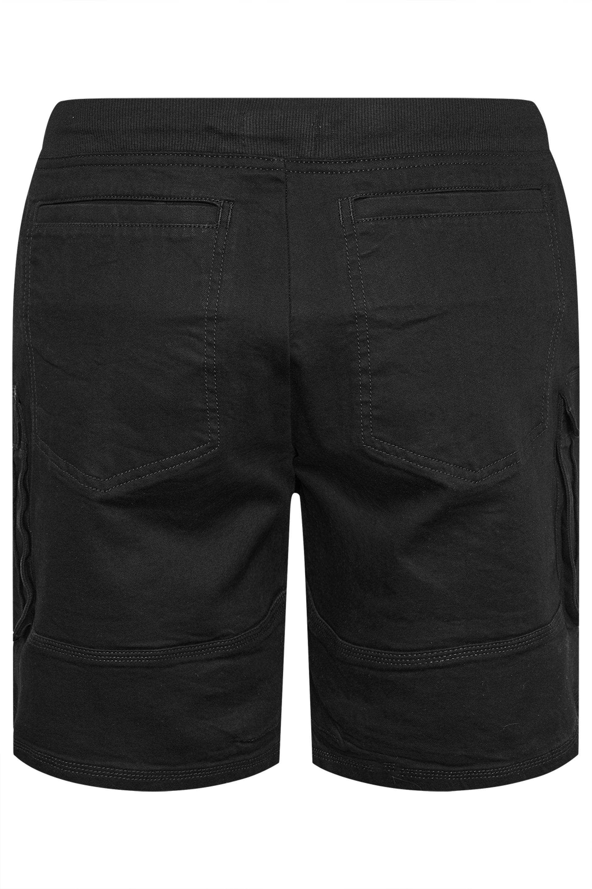 BadRhino Big & Tall Black Elasticated Cargo Denim Shorts | BadRhino 7