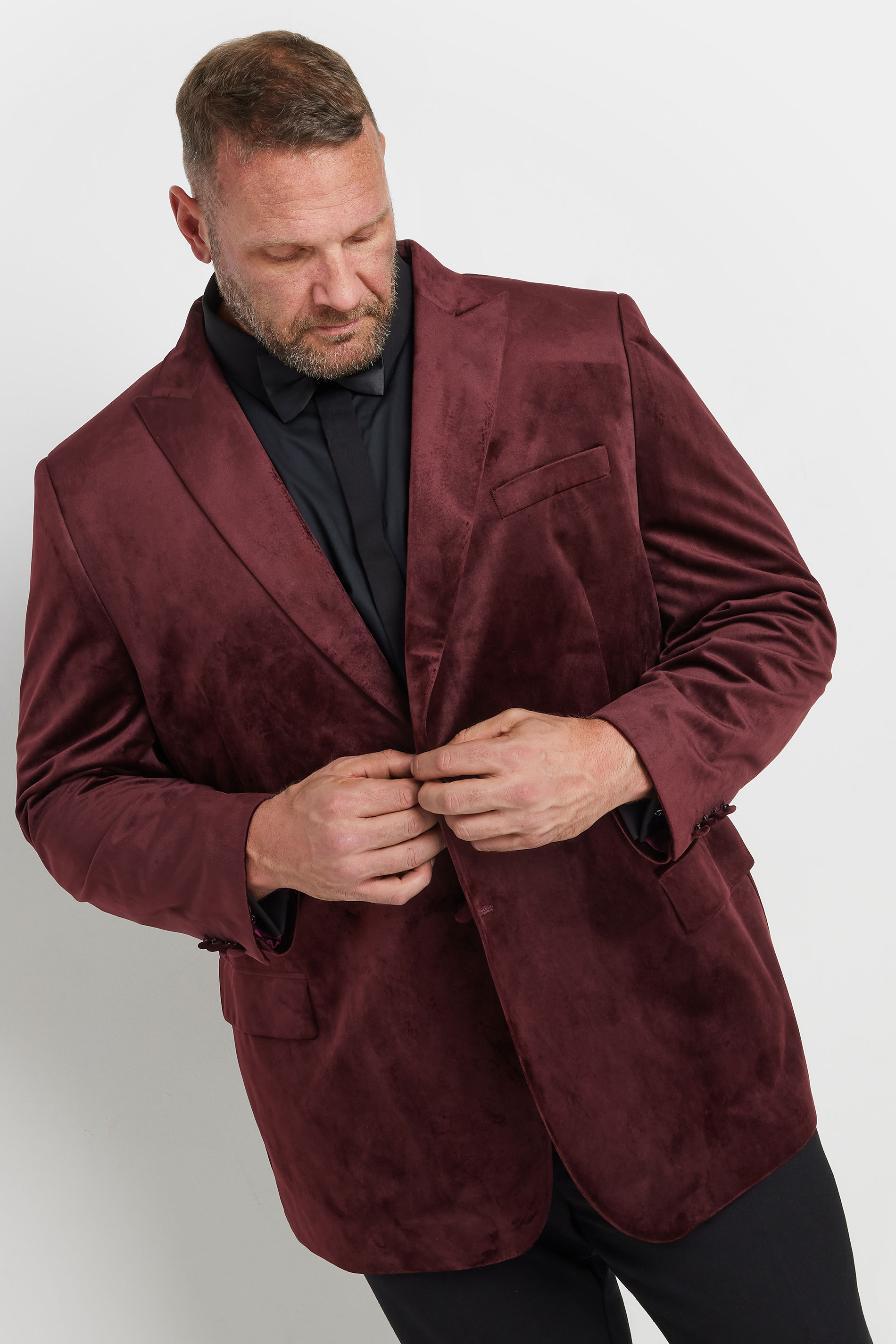 BadRhino Big & Tall Burgundy Red Tailored Velvet Blazer | BadRhino 3