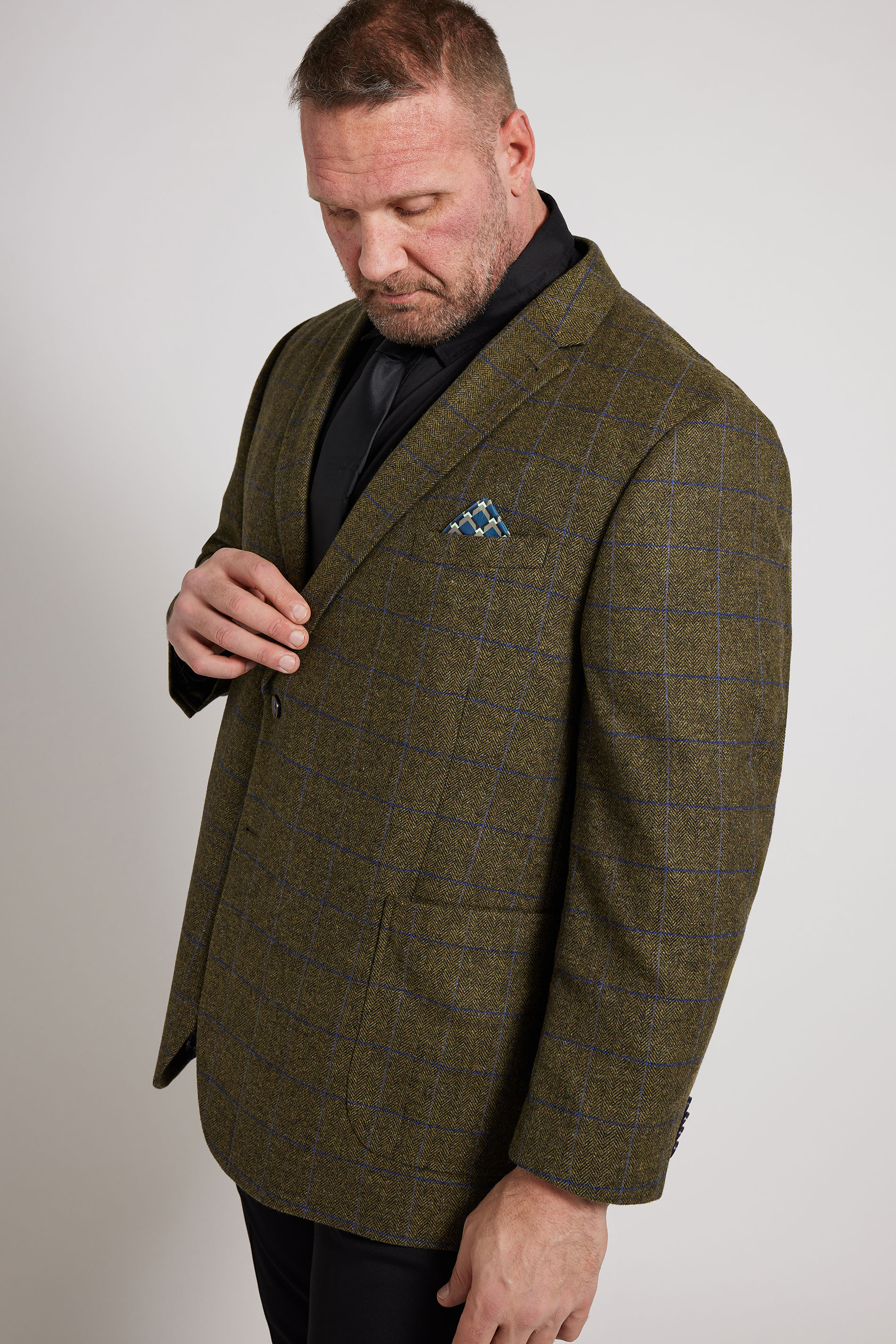 BadRhino Tailoring Big & Tall Brown Tweed Checked Suit Jacket | BadRhino 3