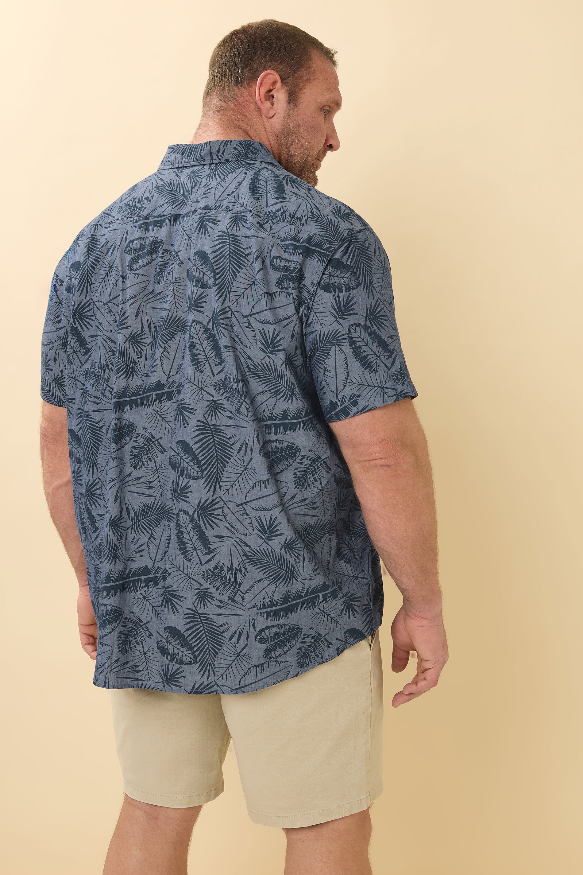 BadRhino Big & Tall Blue Chambray Leaf Shirt | BadRhino 4