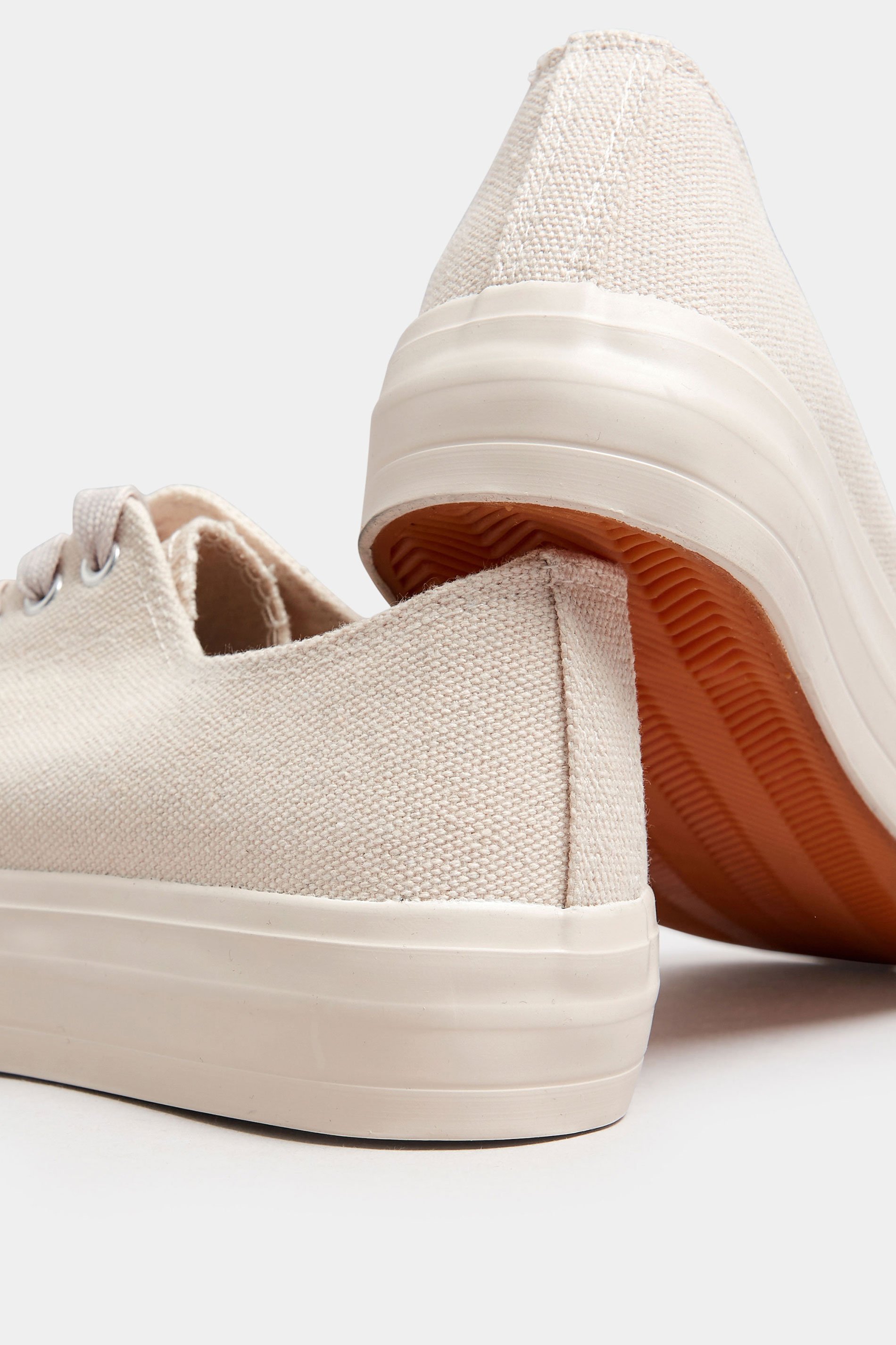LTS Natural Brown Canvas Flatform Trainers In Standard Fit | Long Tall Sally 4