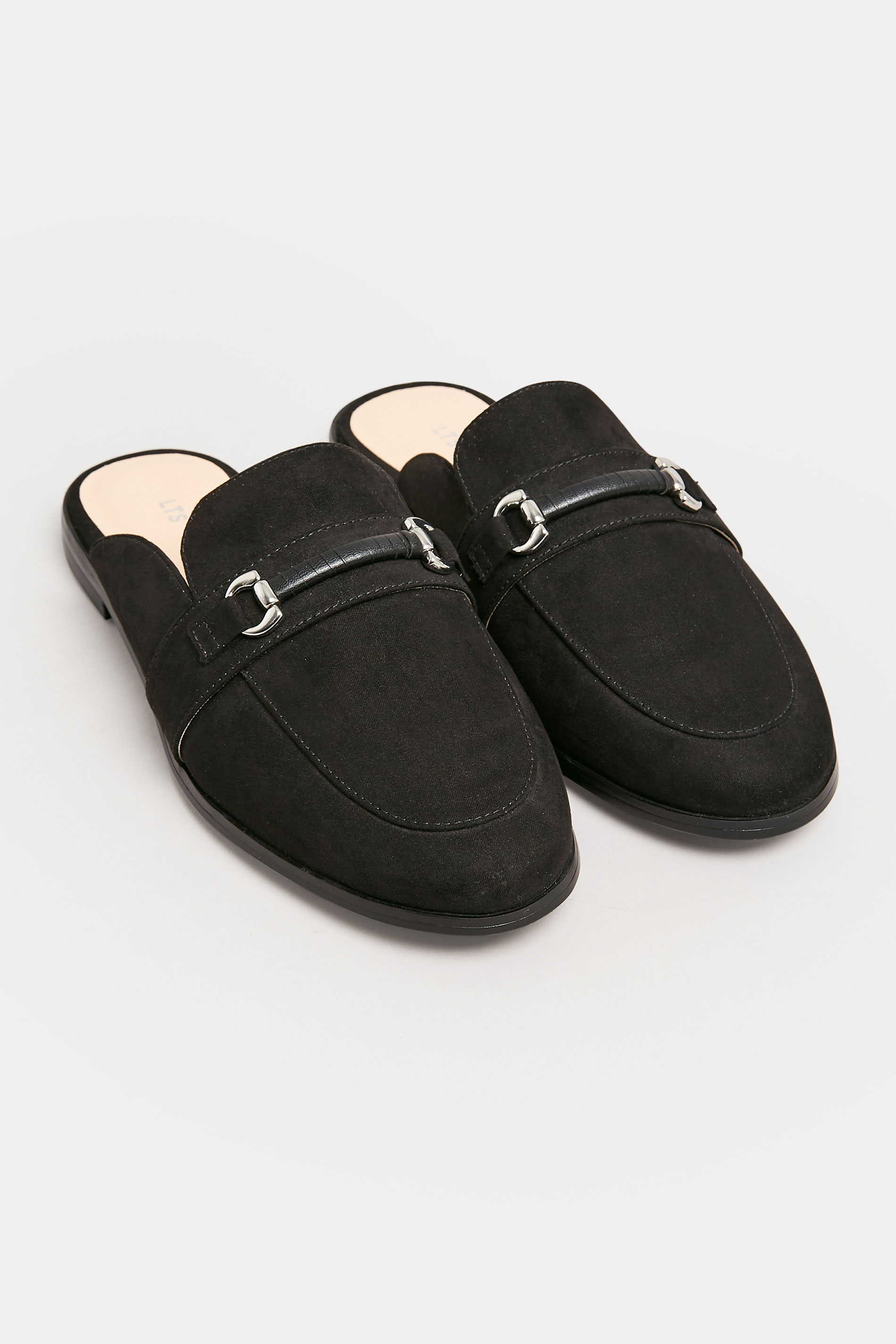LTS Black Faux Suede Mule Loafers In Standard Fit | Long Tall Sally 2