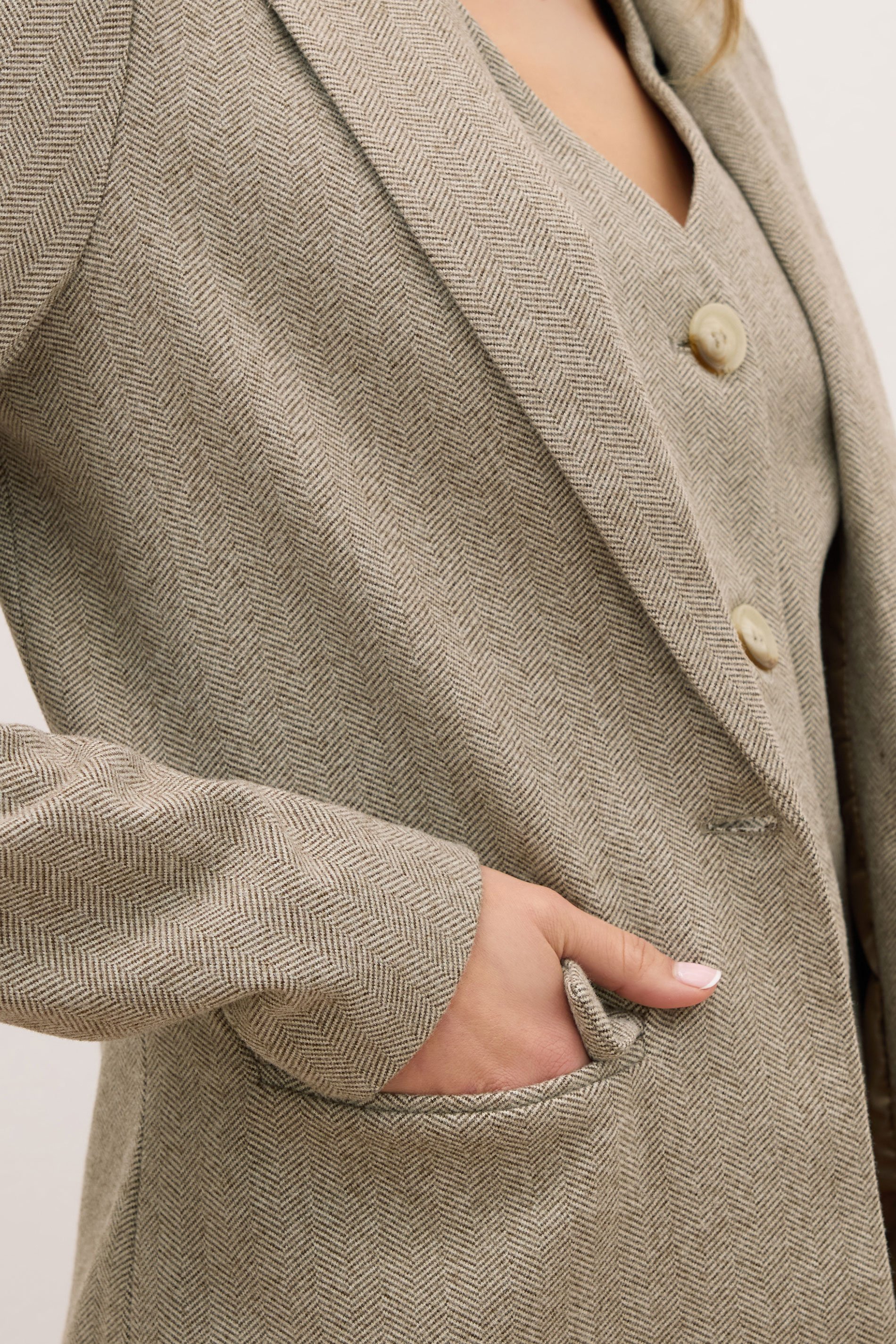 LTS PREMIUM Tall Brown Herringbone Blazer | Long Tall Sally 5