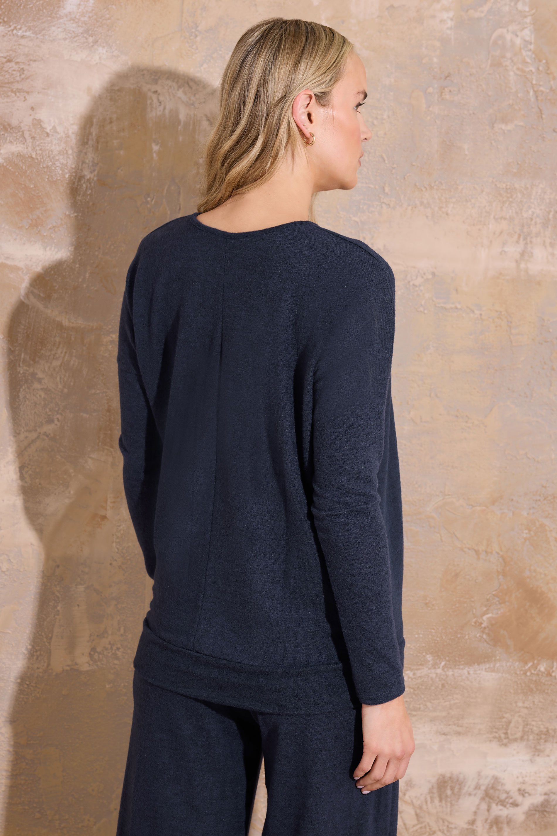 LTS Tall Navy Blue Soft Touch Pleated Top | Long Tall Sally 3