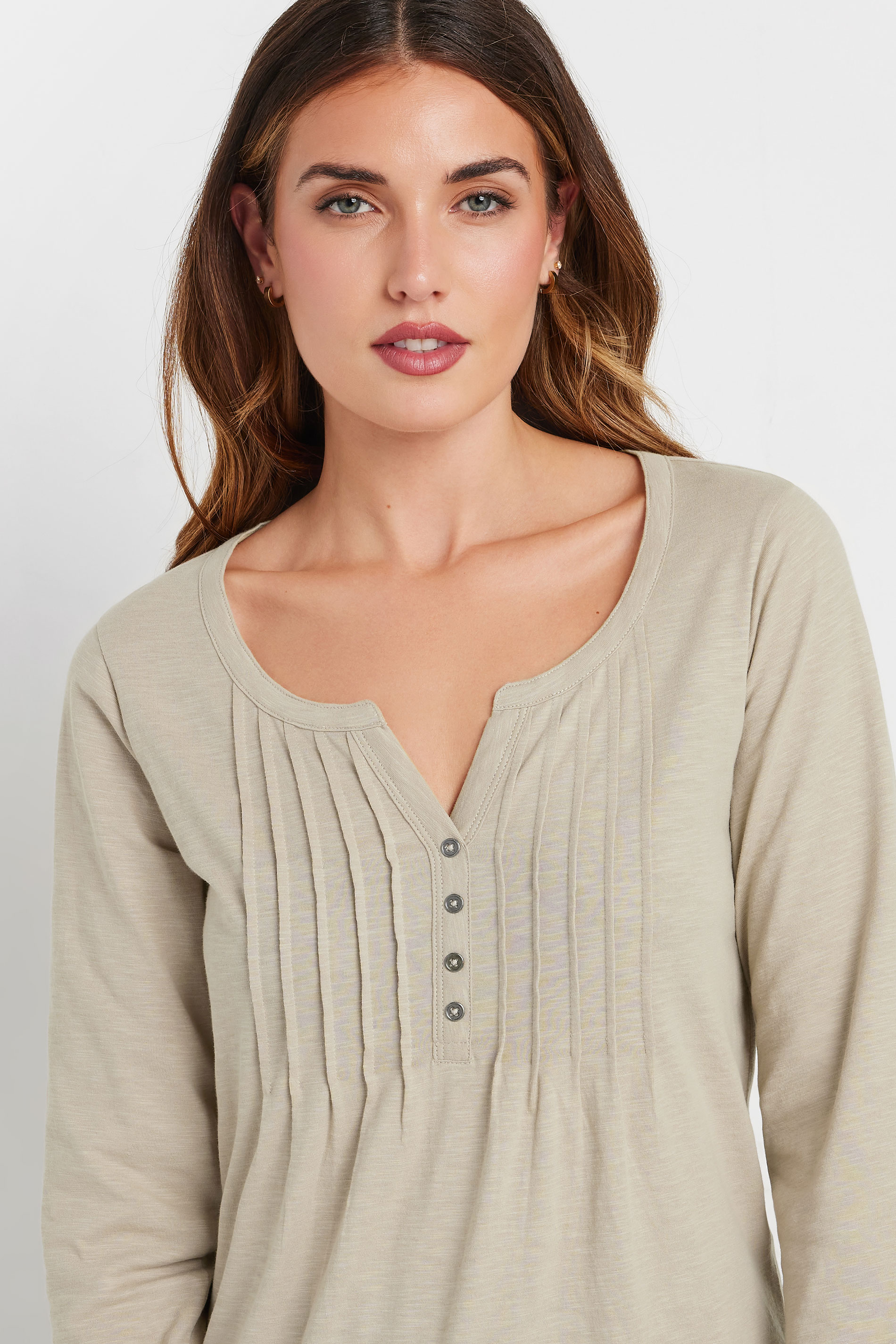 LTS Tall Natural Brown Henley Top | Long Tall Sally 4
