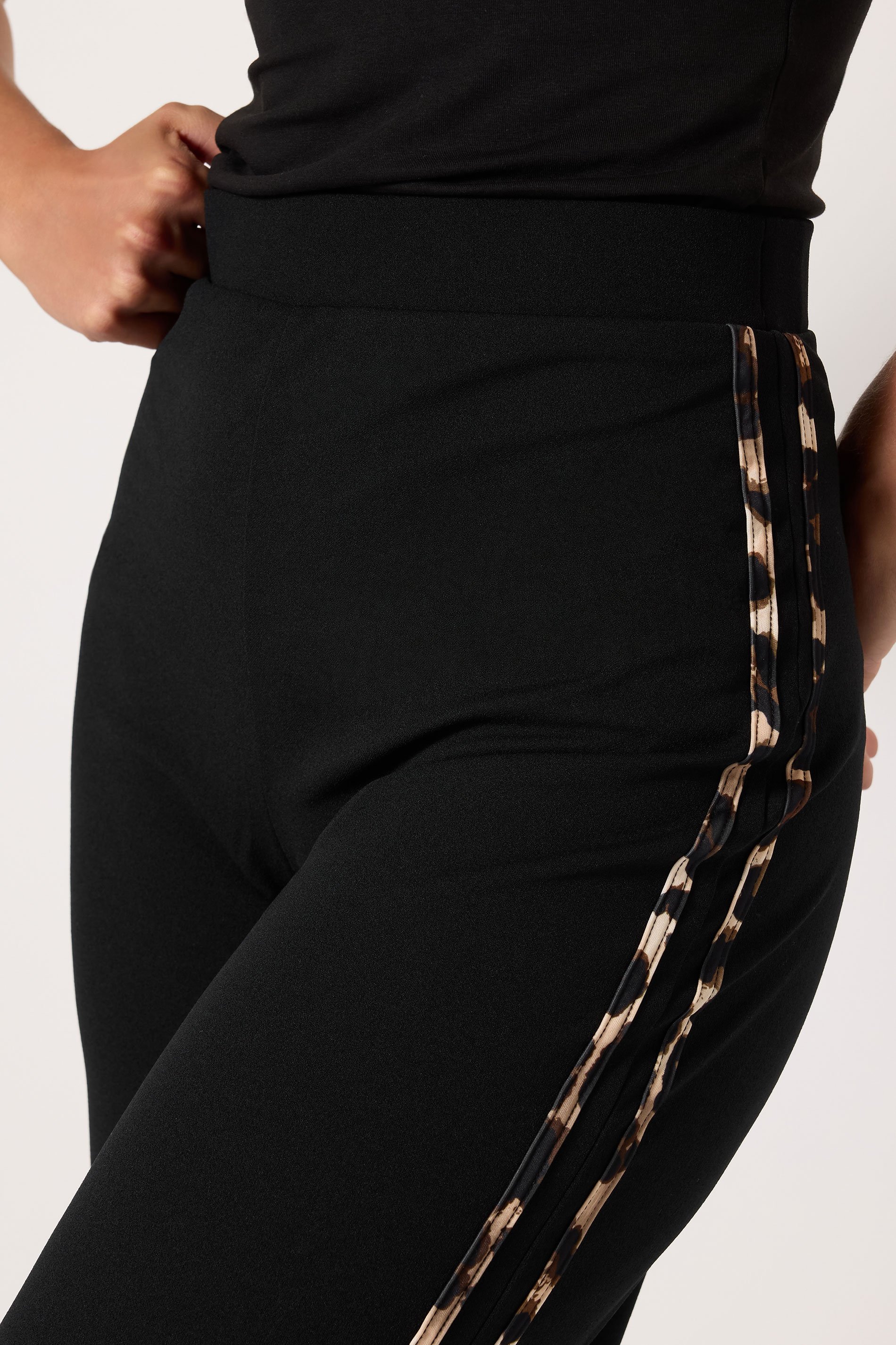 LTS Tall Black Leopard Print Stripe Trousers | Long Tall Sally 4