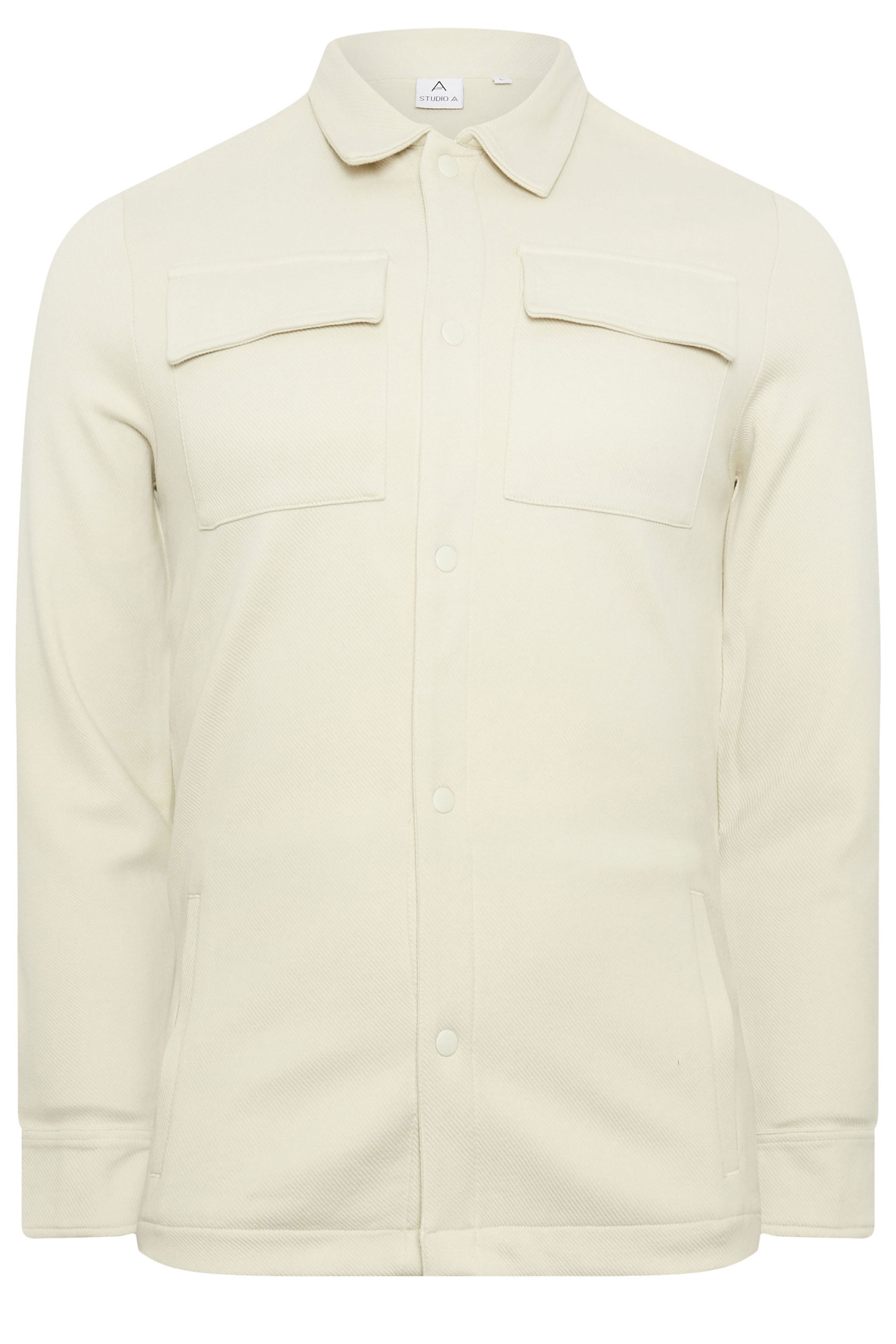 STUDIO A Big & Tall Cream Button Down Shacket | BadRhino 4