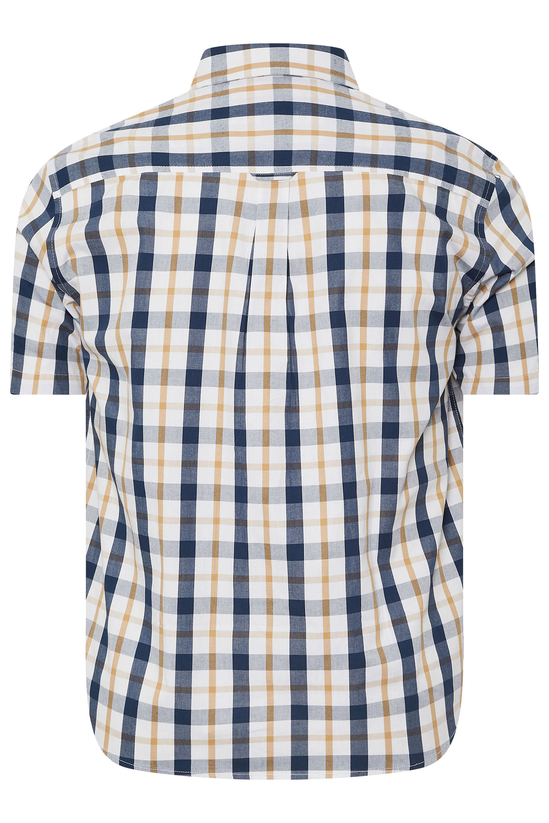 BadRhino Big & Tall Navy Blue & Tan Brown Short Sleeve Check Shirt | BadRhino 7