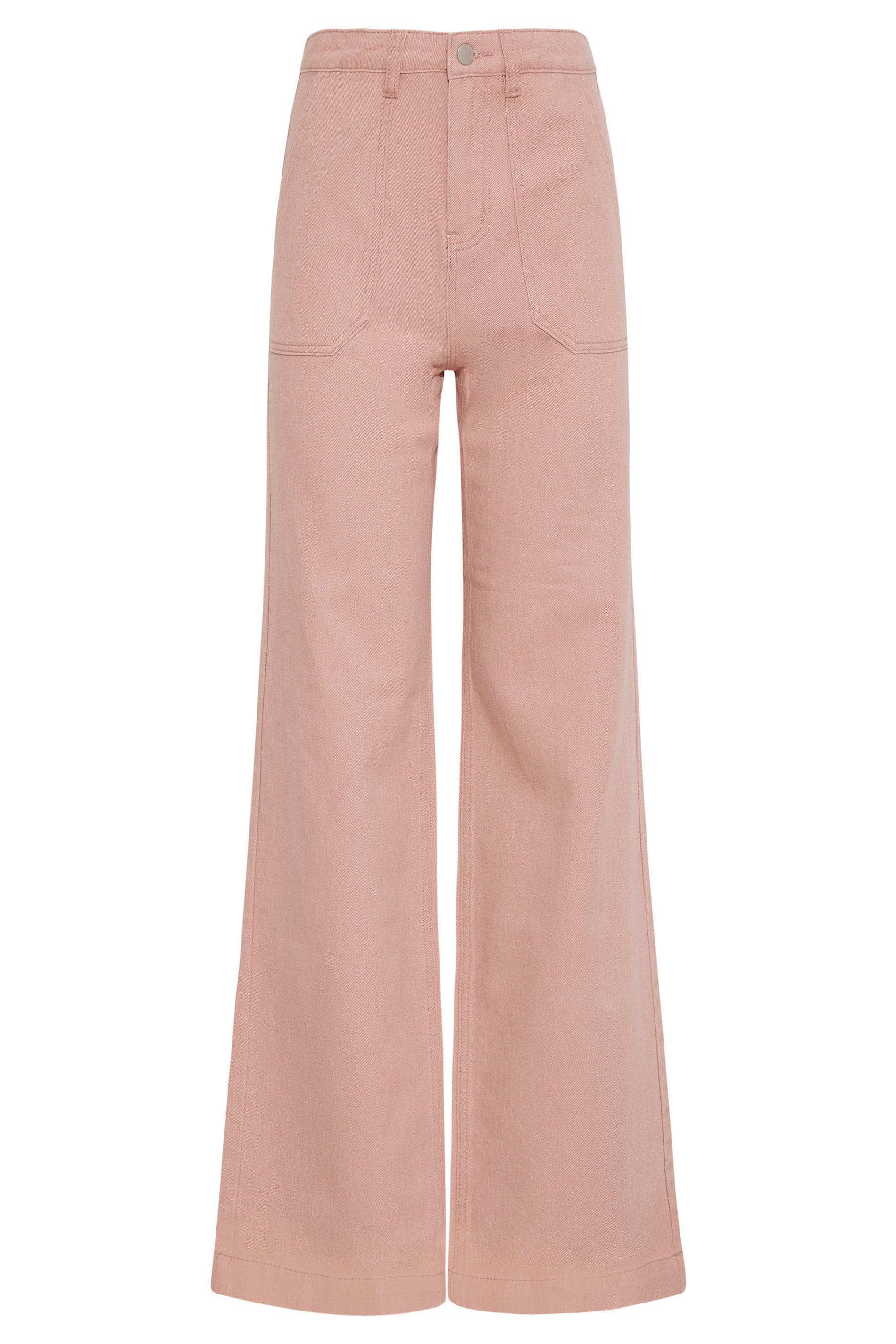 LTS Tall Women's Pink Cotton Twill Wide Leg Trousers | Long Tall Sally 3