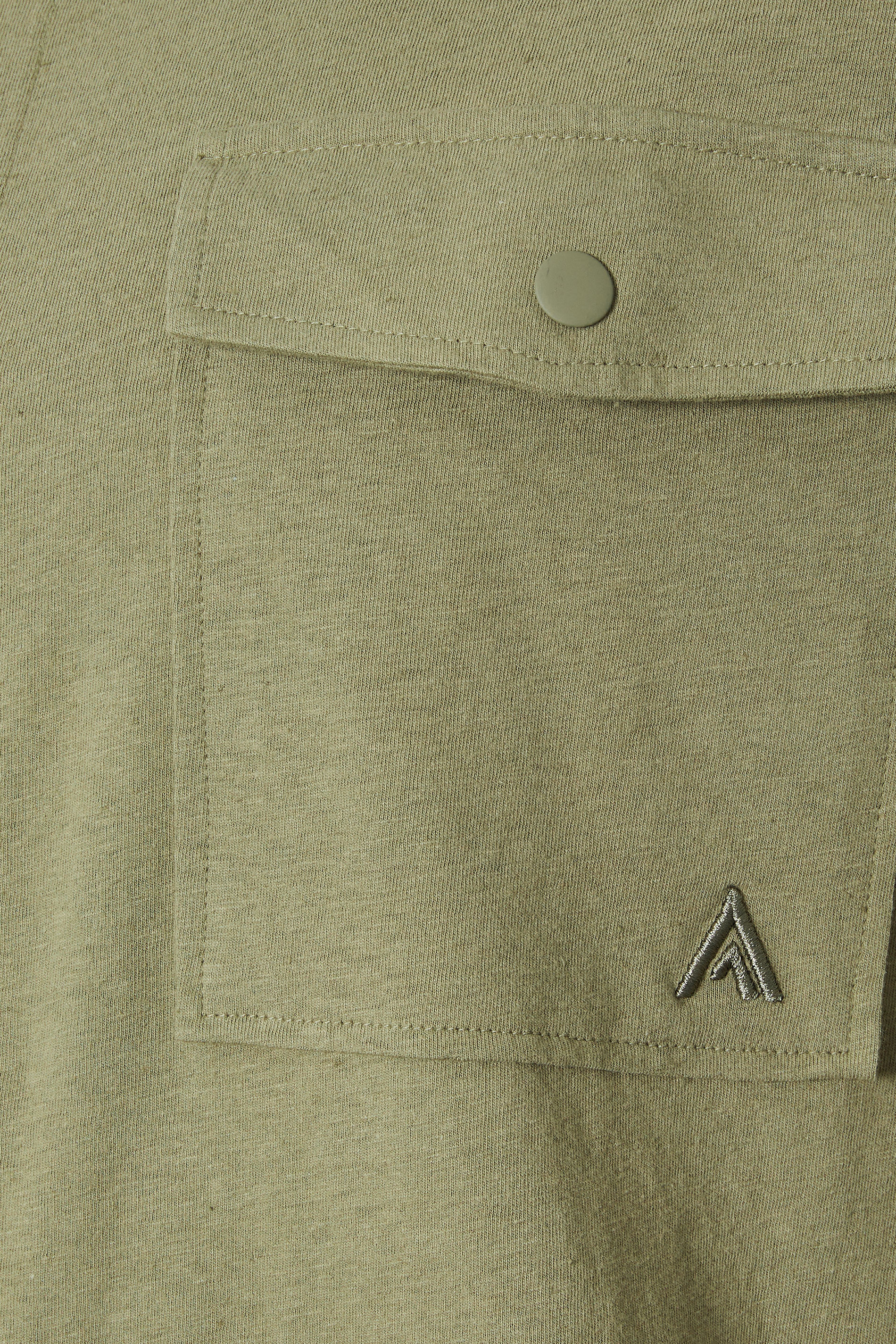 STUDIO A Big & Tall Khaki Green Linen Overshirt | BadRhino 3