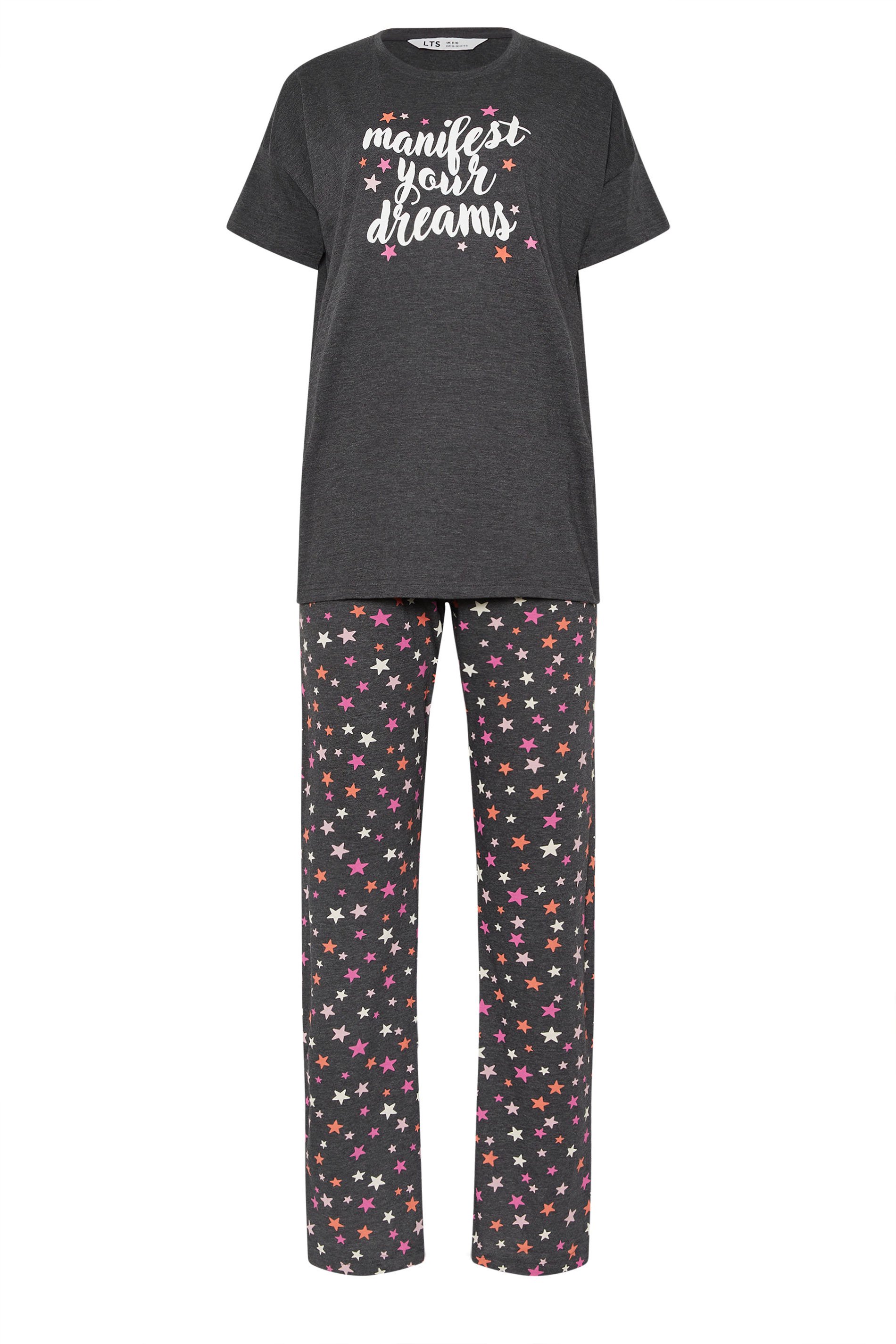 LTS Tall Grey 'Manifest Your Dreams' Star Slogan Pyjama Set | Long Tall Sally 5