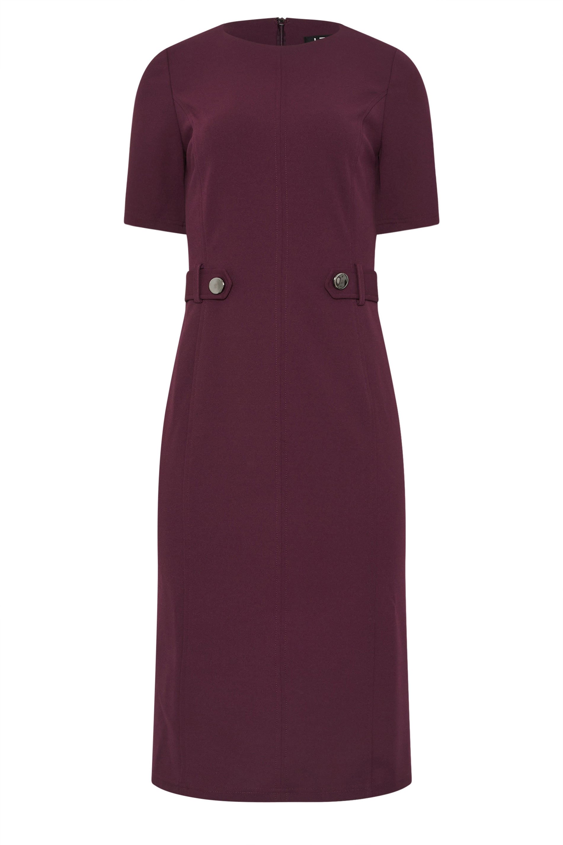 LTS Tall Berry Red Tailored Button Midi Dress | Long Tall Sally 5
