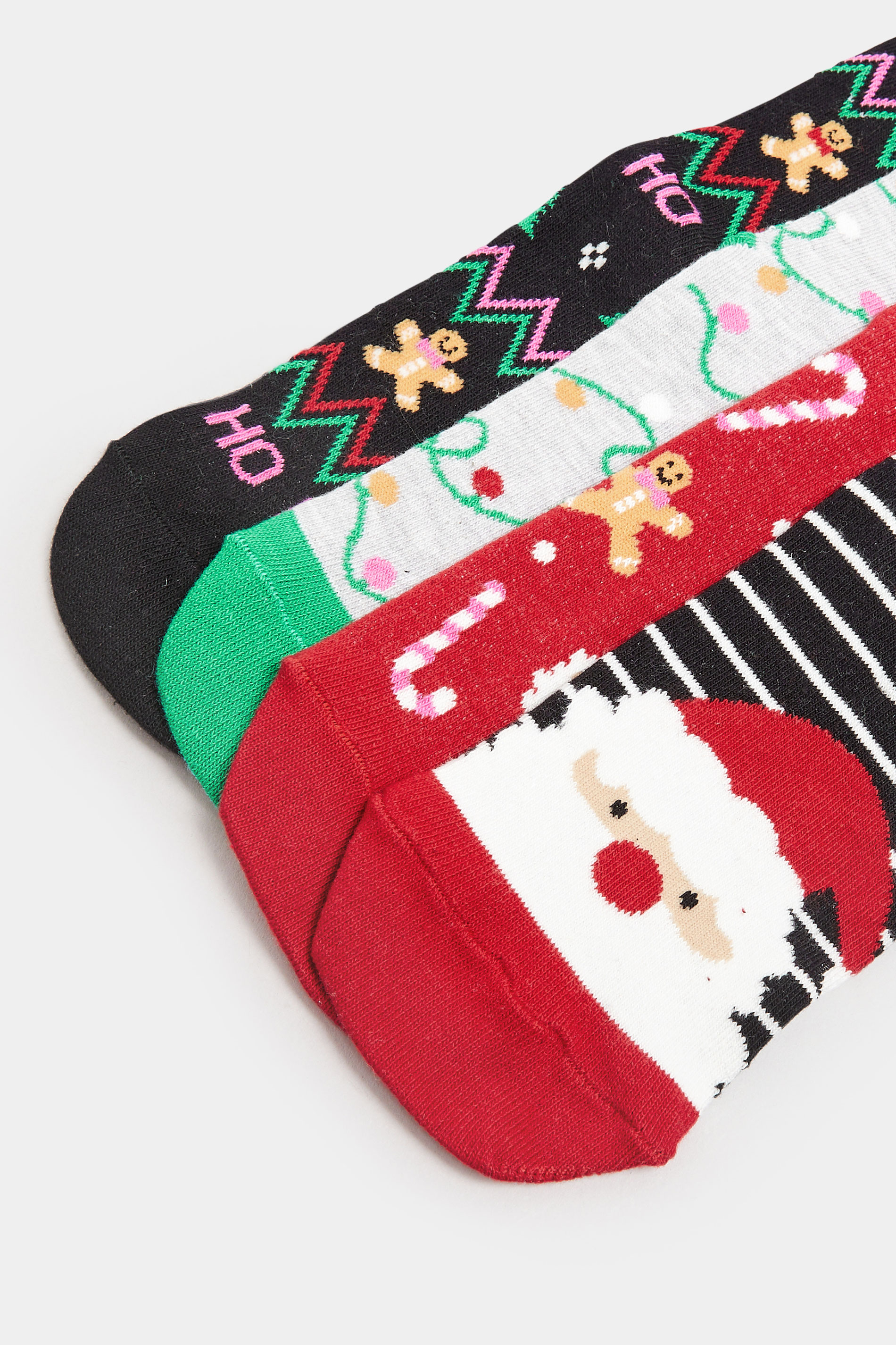 4 PACK Red & Black 'Ho Ho Ho' Slogan Christmas Ankle Socks | Yours Clothing  4