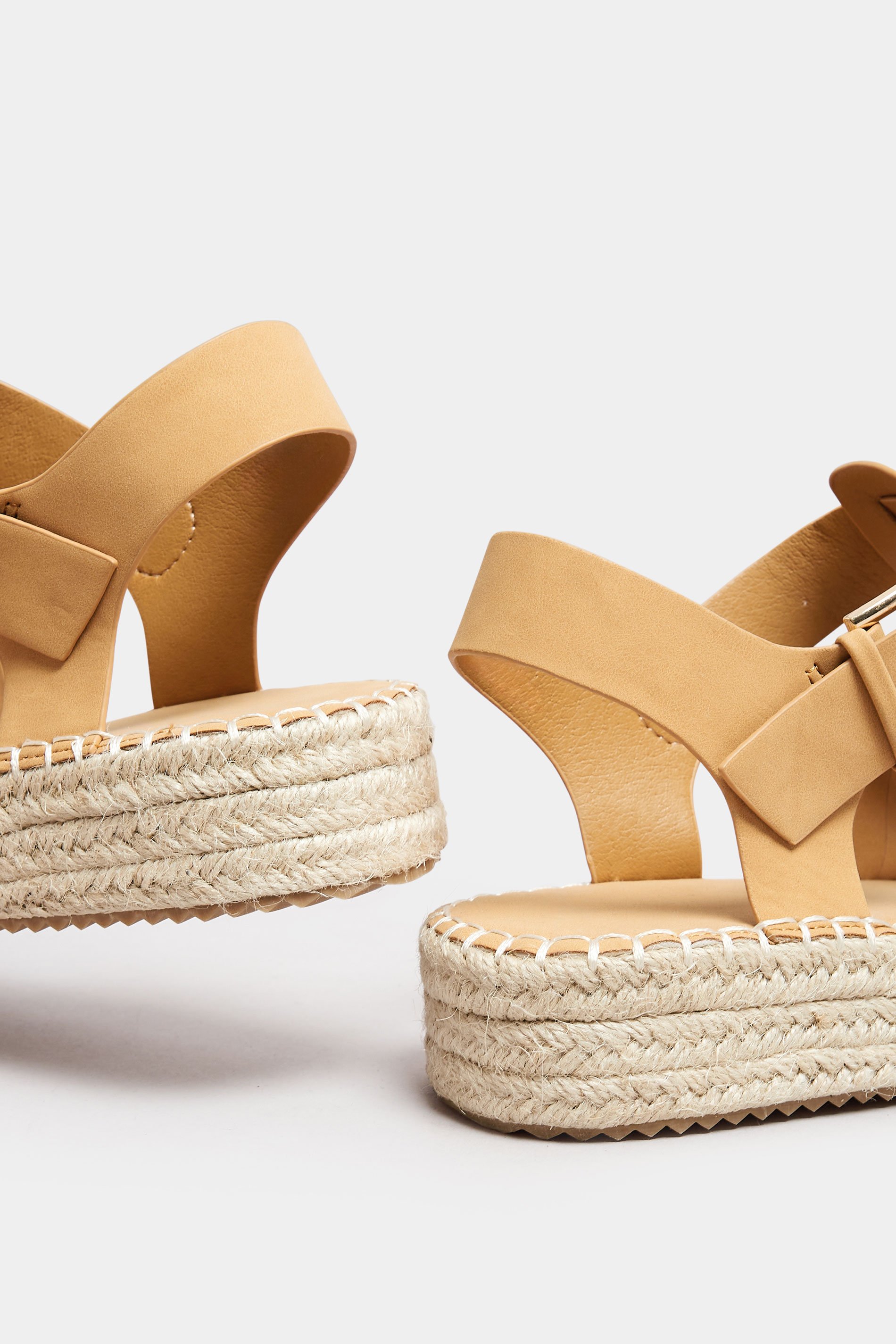Brown Flatform Gladiator Espadrilles In Extra Wide EEE Fit | Yours Clothing 4