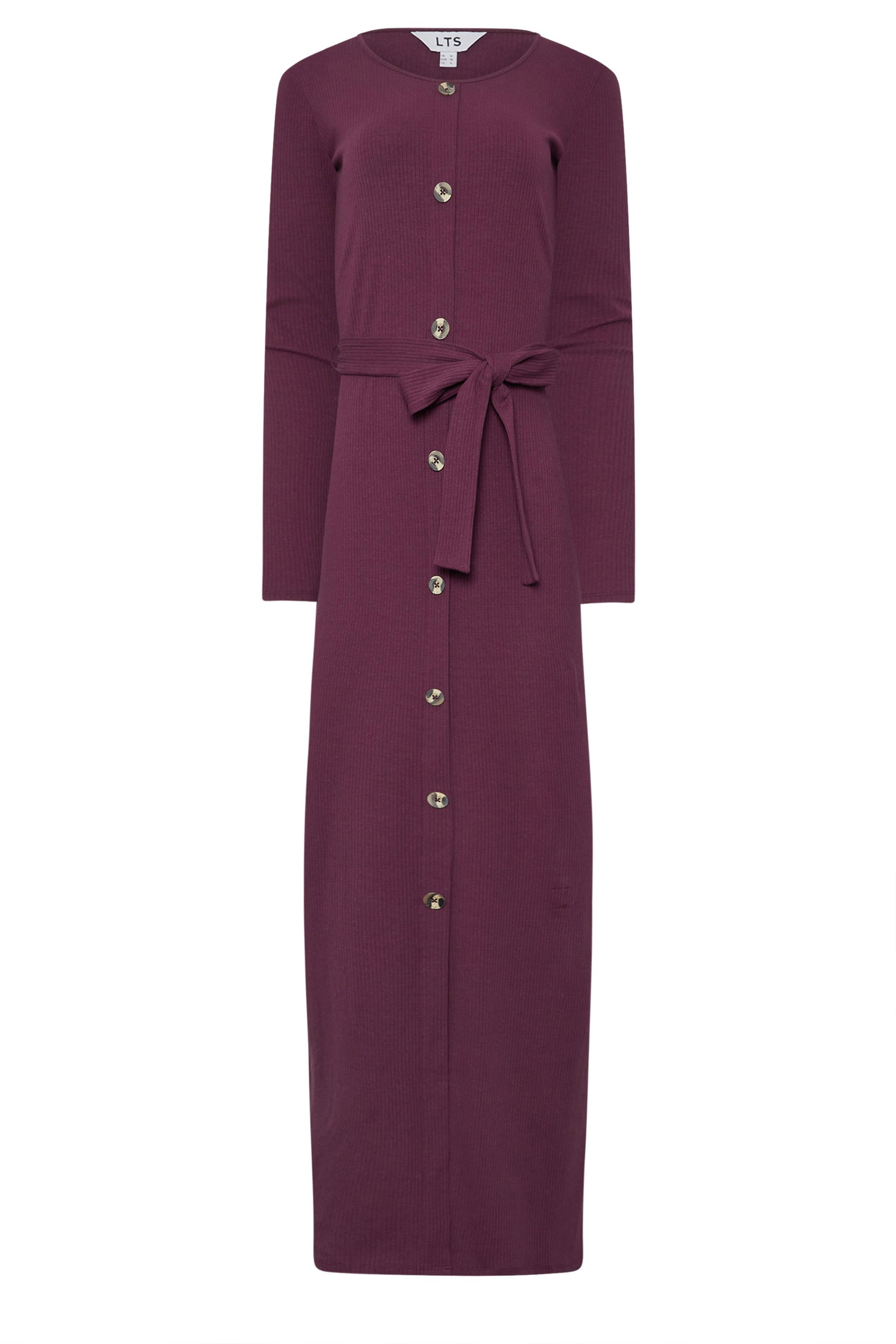 LTS Tall Burgundy Red Ribbed Button Maxi Dress | Long Tall Sally 5
