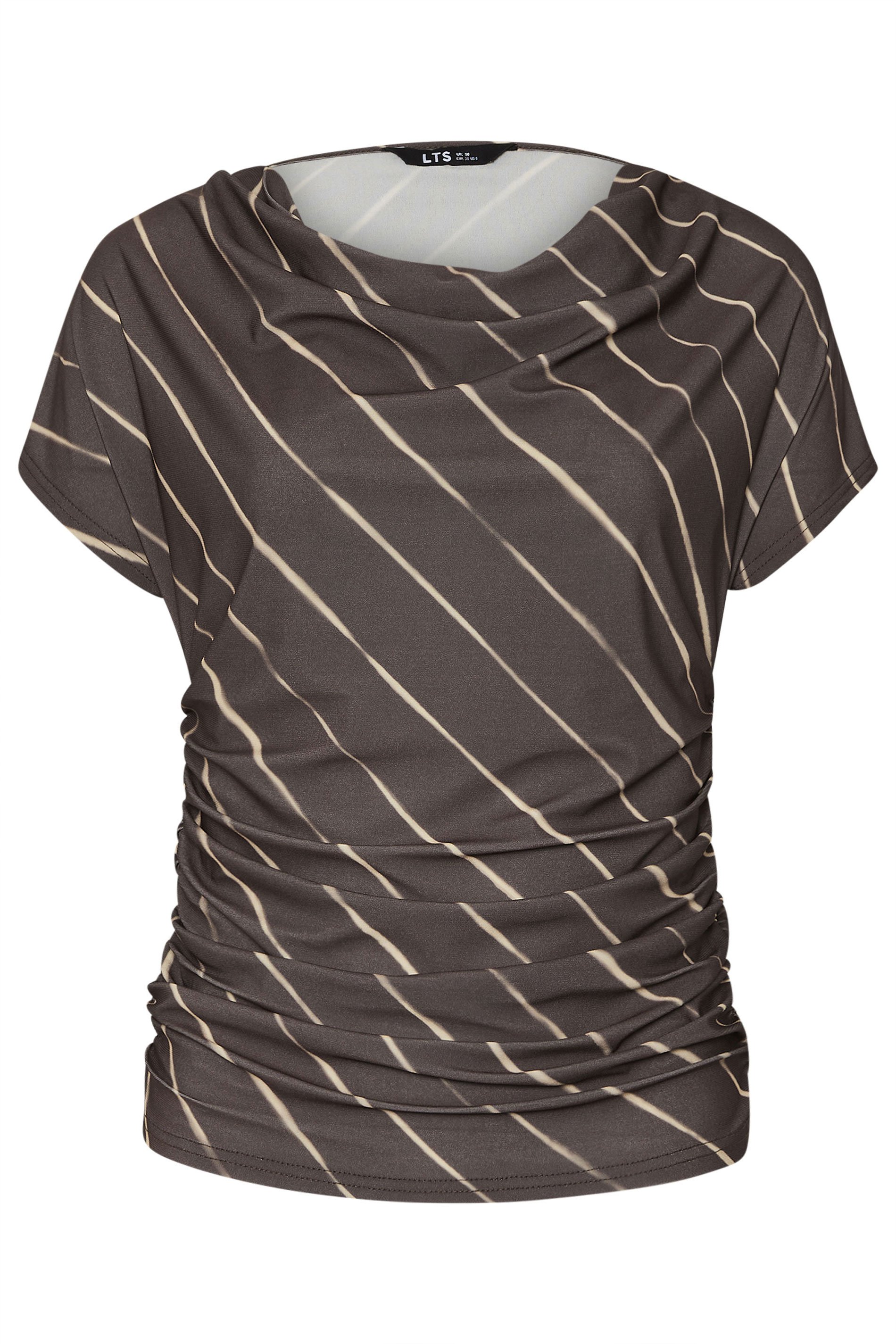 LTS Tall Chocolate Brown Striped Cowl Neck Top | Long Tall Sally 7
