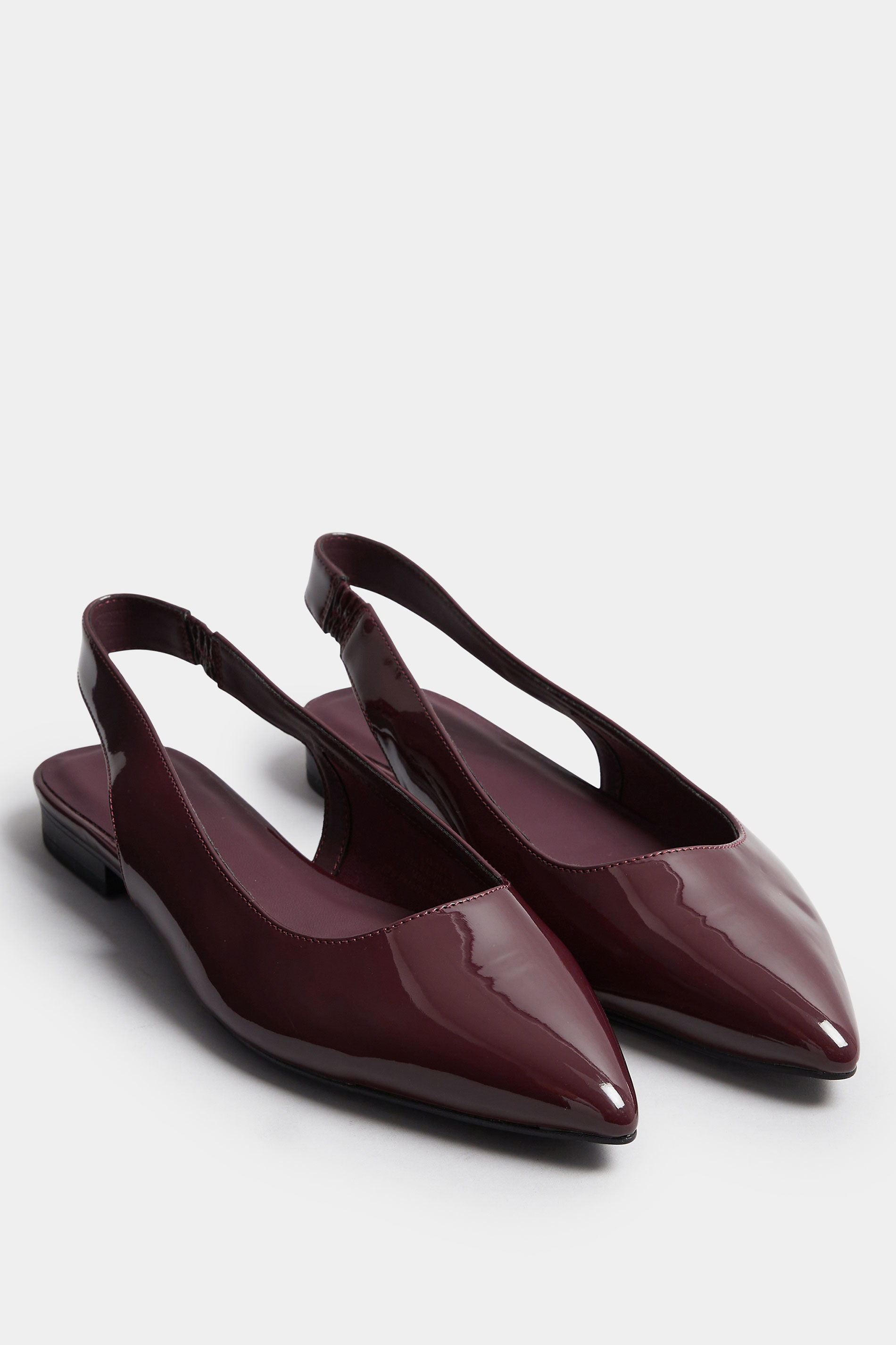 LTS Burgundy Red Patent Flat Shoes In Standard Fit | Long Tall Sally 2