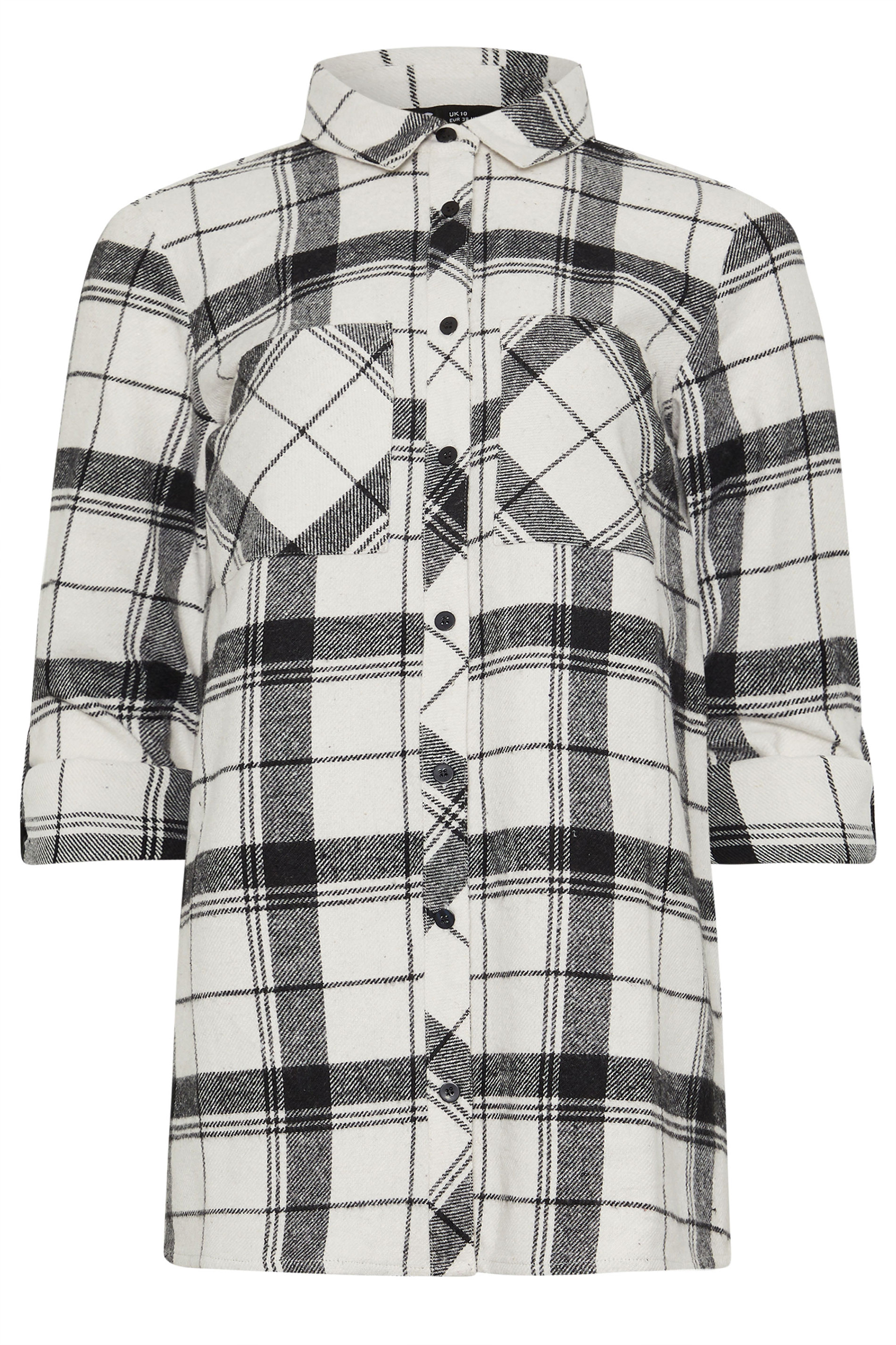 LTS Tall Ivory White Check Rolled Sleeve Shirt | Long Tall Sally 5