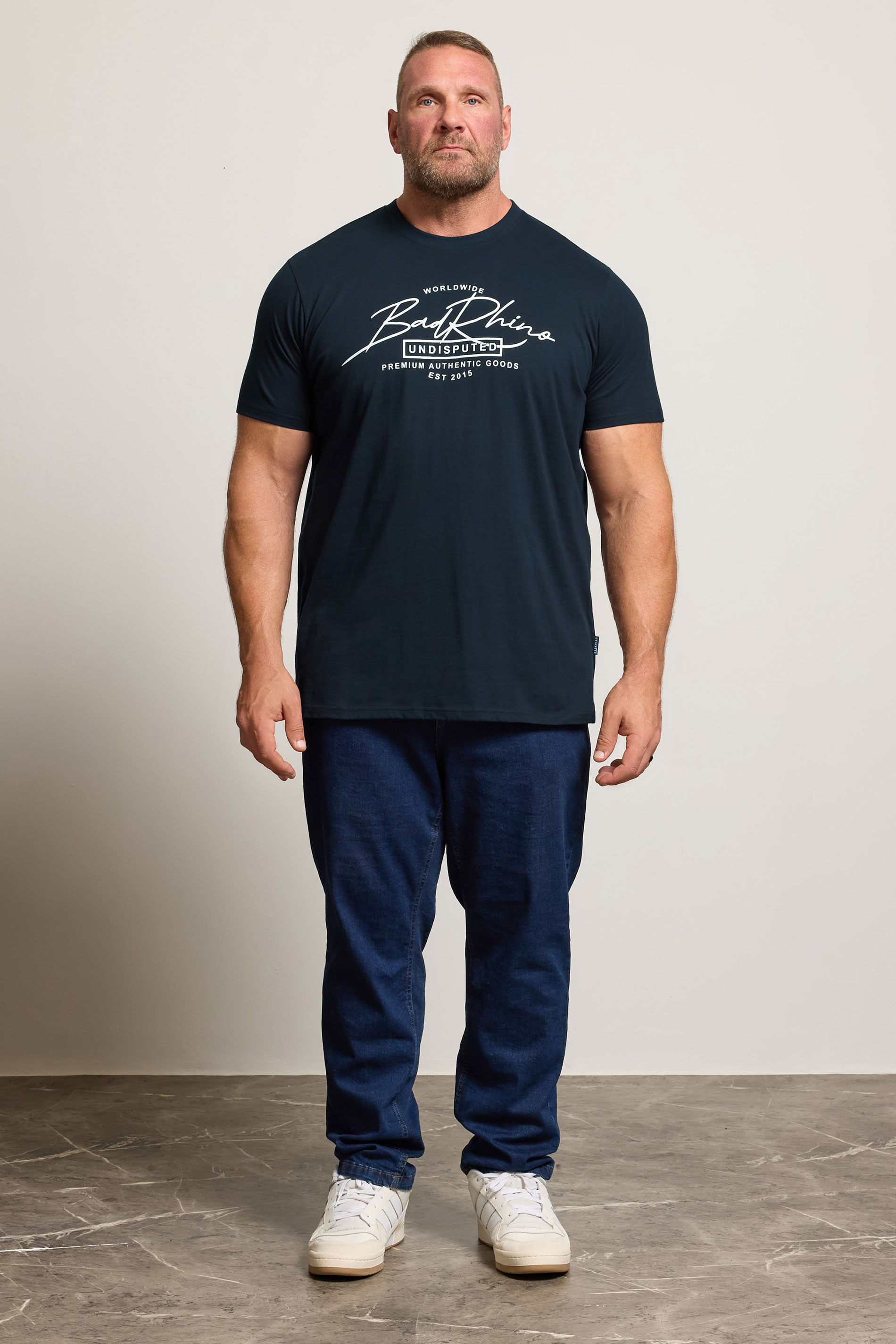 BadRhino Big & Tall Navy Blue Script Graphic Print T-Shirt | BadRhino 2