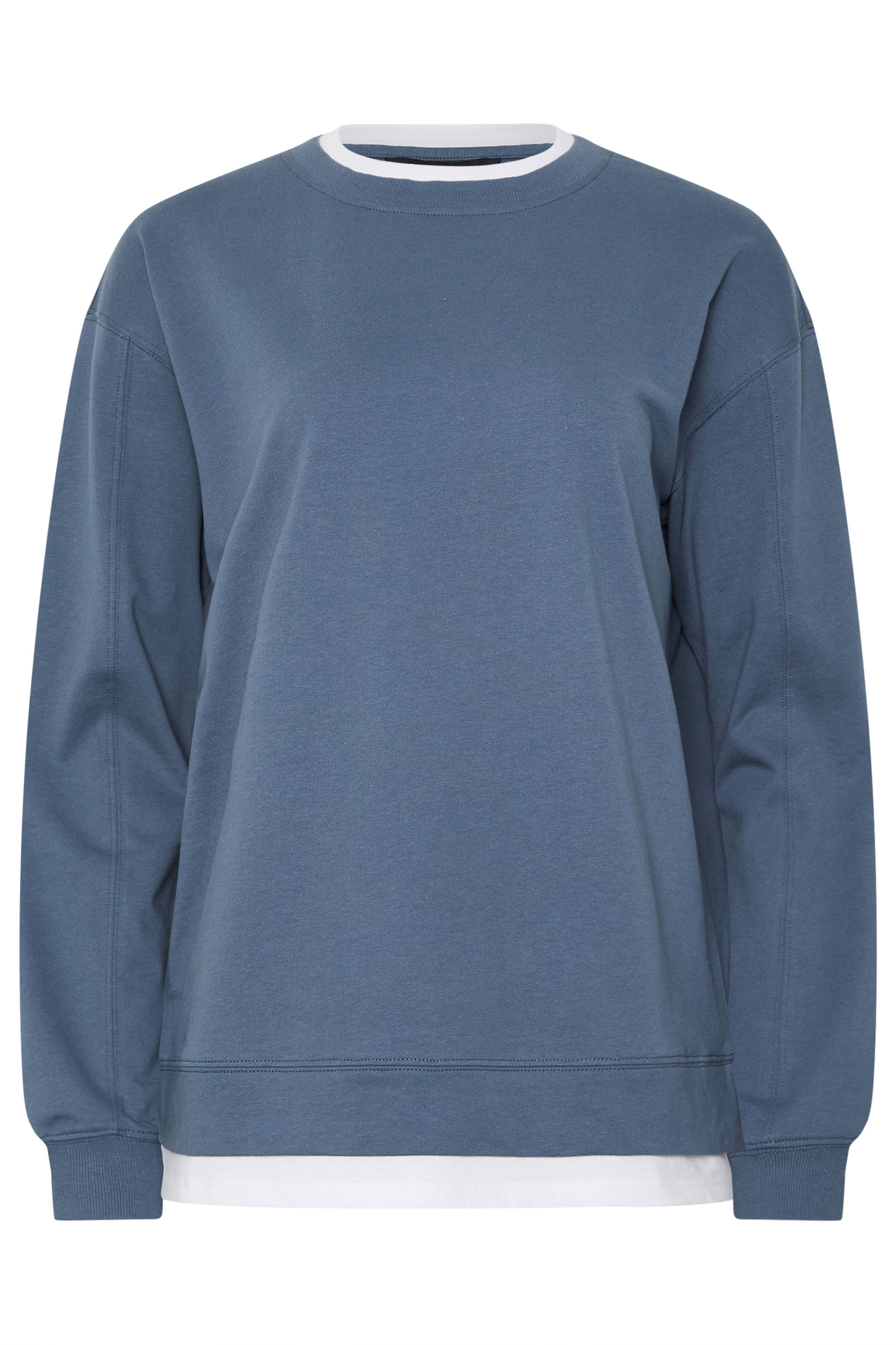 LTS Tall Women's Denim Blue & White Layered Top | Long Tall Sally 2