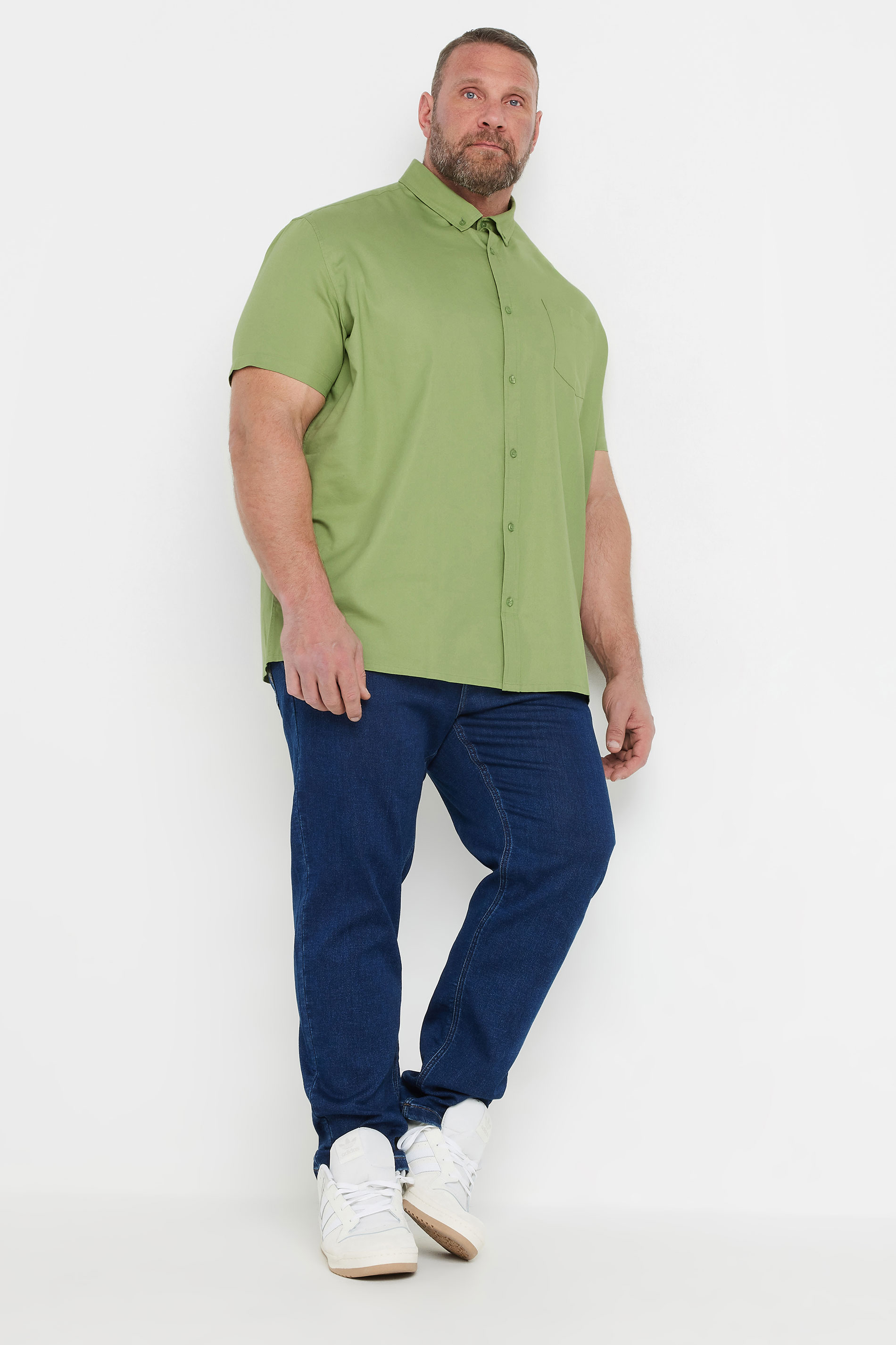 BadRhino Big & Tall Sage Green Short Sleeve Oxford Shirt | BadRhino 5