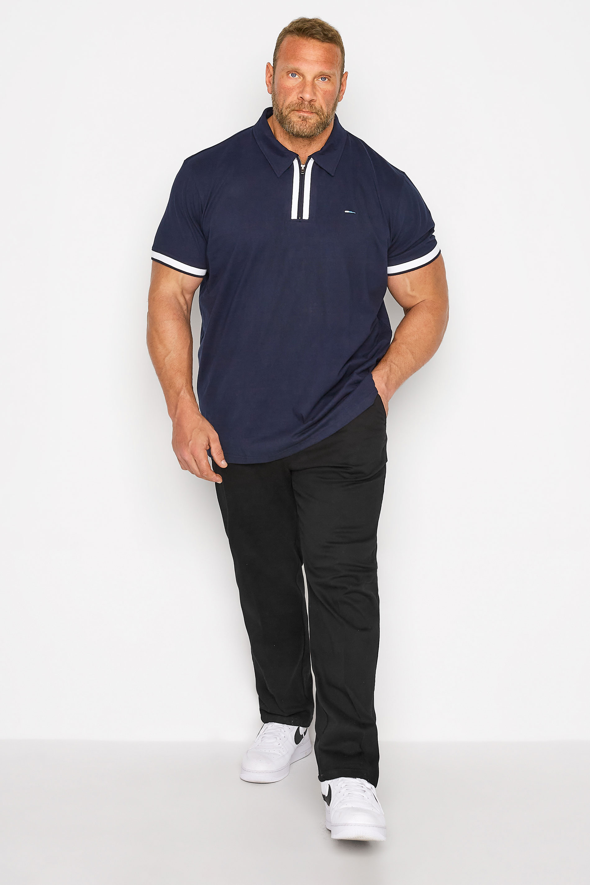 D555 Big & Tall Black Extendable Waist Stretch Chinos | BadRhino 2